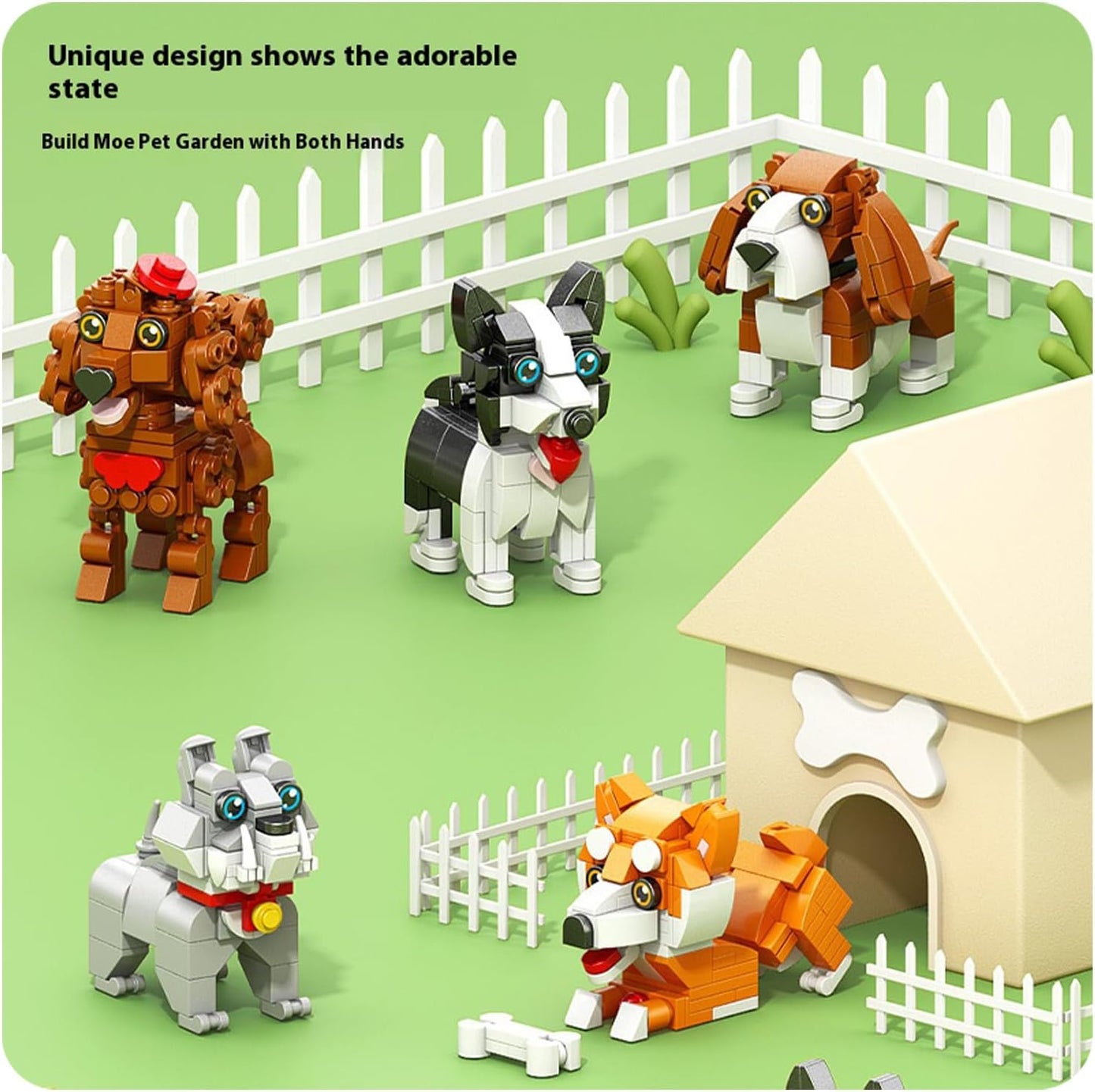 Skiennix Micro Mini Dog Building Blocks - Cute 3D Animal Puzzle Toys for Kids (Husky, Bulldog, Poodle)