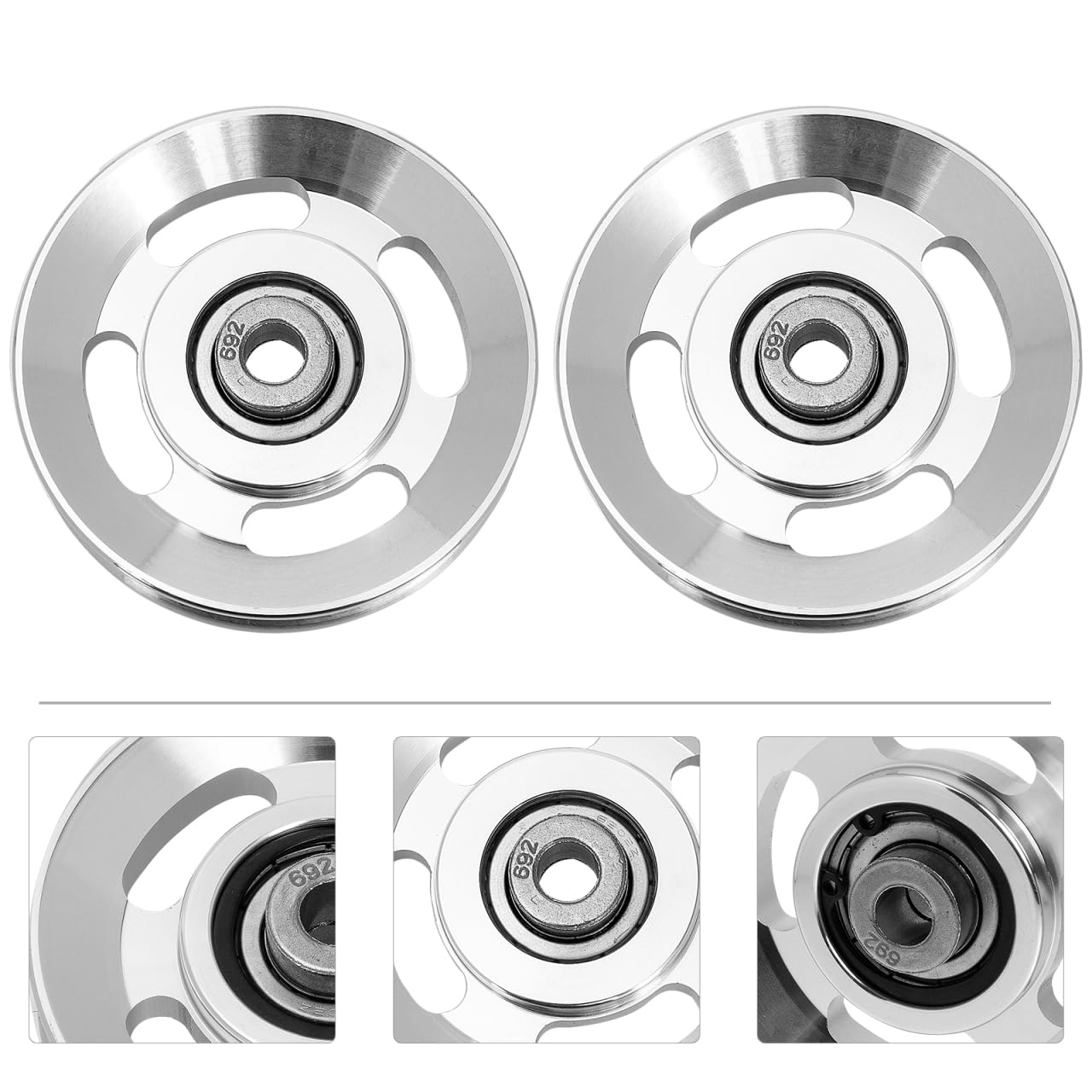 ULTECHNOVO 2-Pack 3.46" Aluminum Alloy Cable Pulley Wheels, Deep-Groove Quiet Bearings for Smooth Home Gym Machine Replacement, Fits LAT Pulldown, Triceps Pushdown & Cable Crossover