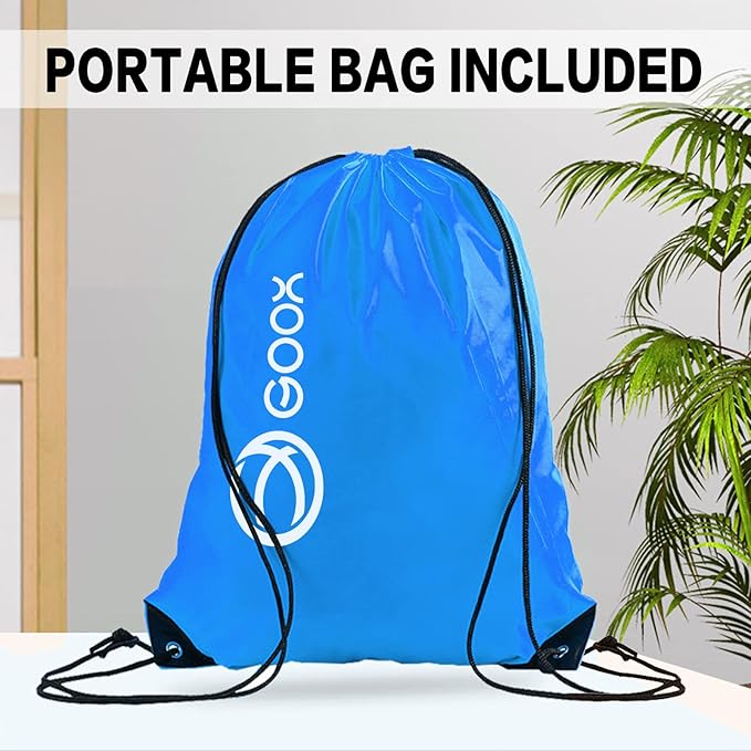 GOOX Outdoor Beach Ball Games with Carrying Bag, 3 Balls, Net and Strip Light (ONLY for Light Up Set)- Roundnet Game Set for Family - Played Outdoors, Indoors, Beach, Lawn, Yard and Park
