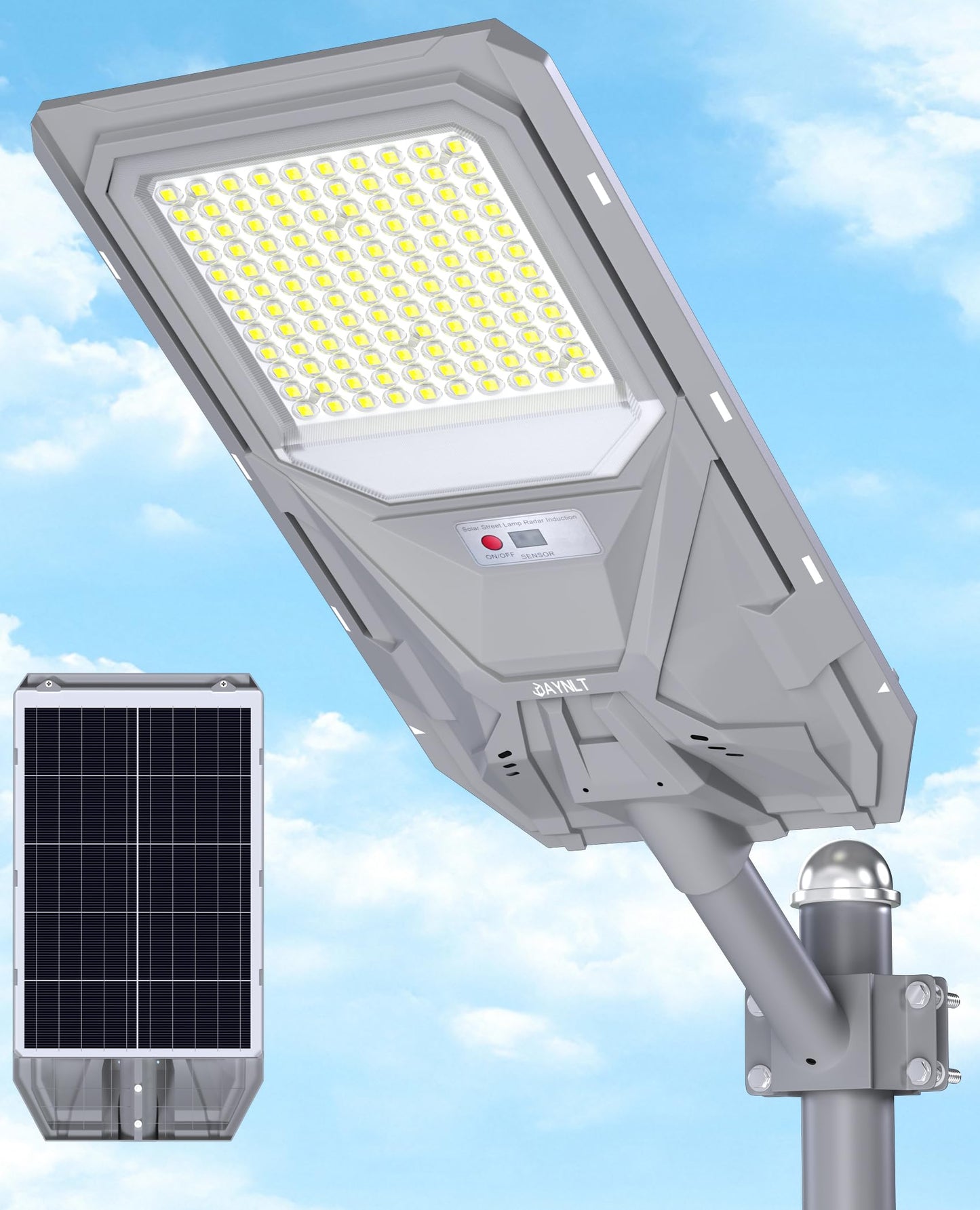 JAYNLT X-8500W Solar Street Lights,6500K Commercial Parking Lot Light Dusk to Dawn Dusk to Dawn,IP68 Waterproof Flood Security Street Lights Motion Sensor for Yard,Street