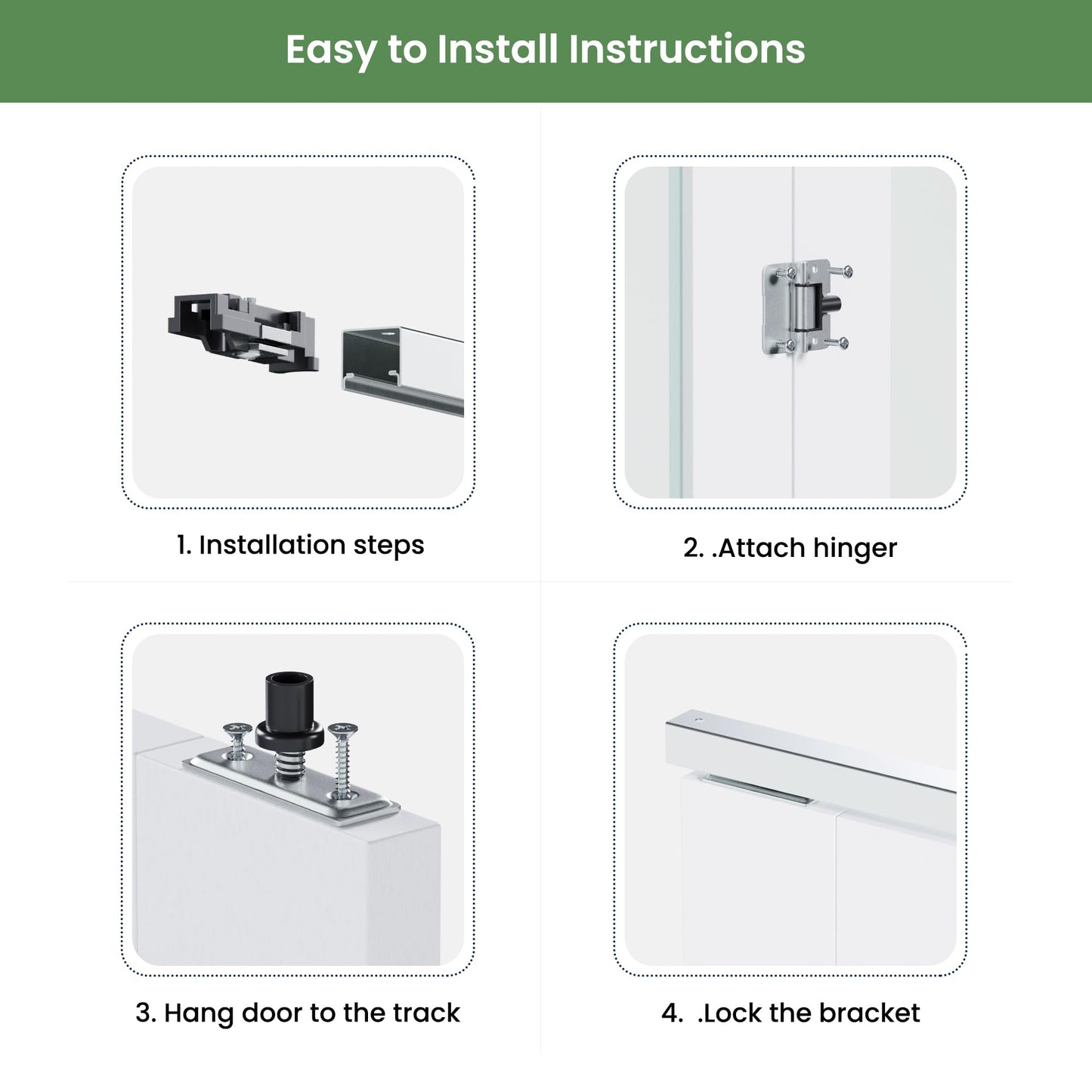 SMARTSTANDARD Bifold Door, 60'' (Double 30") x 80" Tempered Frosted Glass Bifold Closet Door, Interior Folding Doors with Hardware Track Kits, Easy Assembly, MDF, White