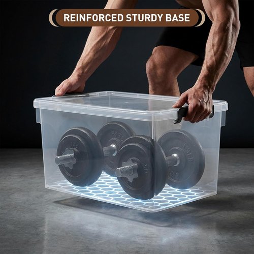 Citylife 33 QT Plastic Storage Bins - 6 Packs with Lids & Secure Latching Buckles | Clear Stackable Containers