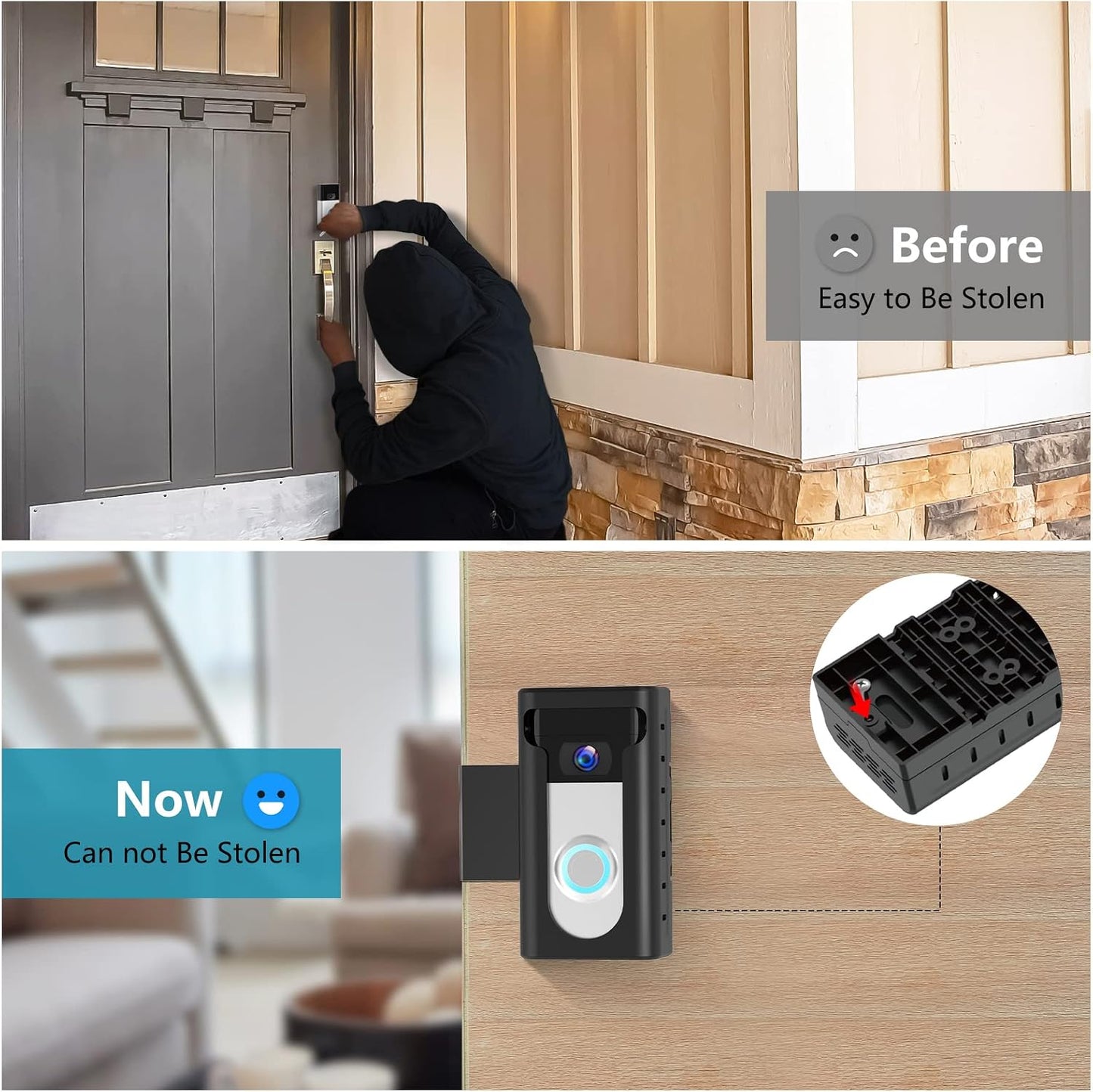 KIMILAR 2024 Upgrade Anti-Theft Video Doorbell Mount, Not Block Doorbell Motion Sensor, Adjustable No-Drill Mounting