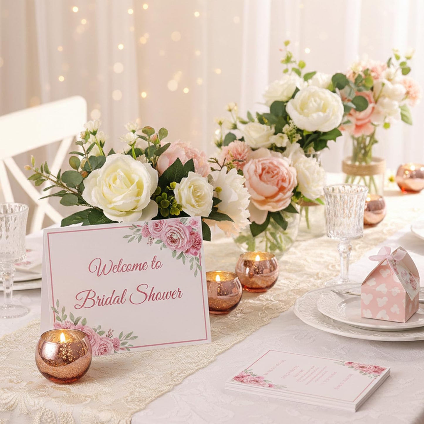 LAMORGIFT 36 Pcs Rose Gold Candle Holders-Rose Gold centerpieces for Birthday Party, Wedding, Bridal Shower, Sweet 16. Mother's Day Brunch Table Decorations