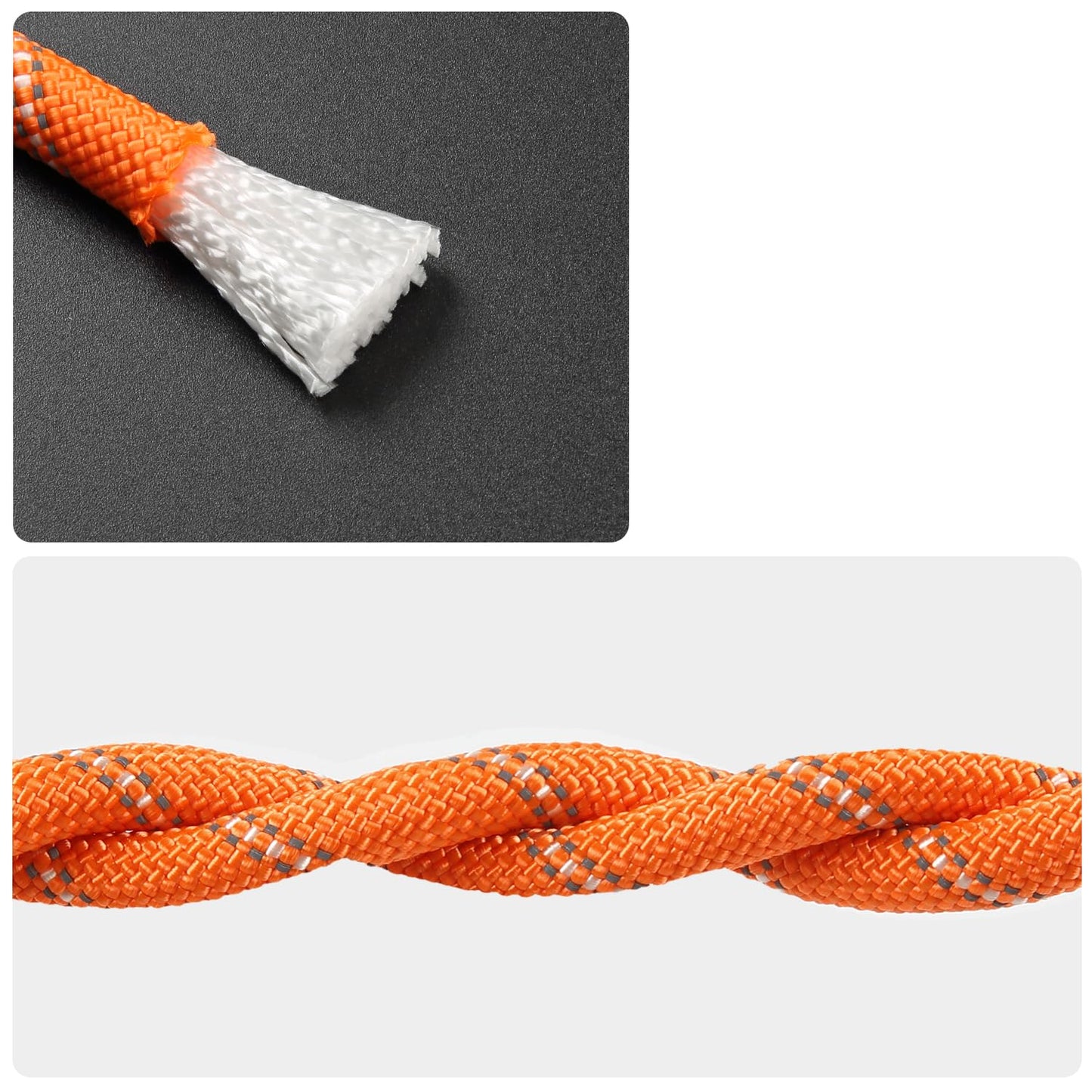 NorthPada 3/8 in x 16 ft Practice Rope for Rock Climbing, Knot Tying, Swing, Tree Cutting, Rappelling, Reflective Orange