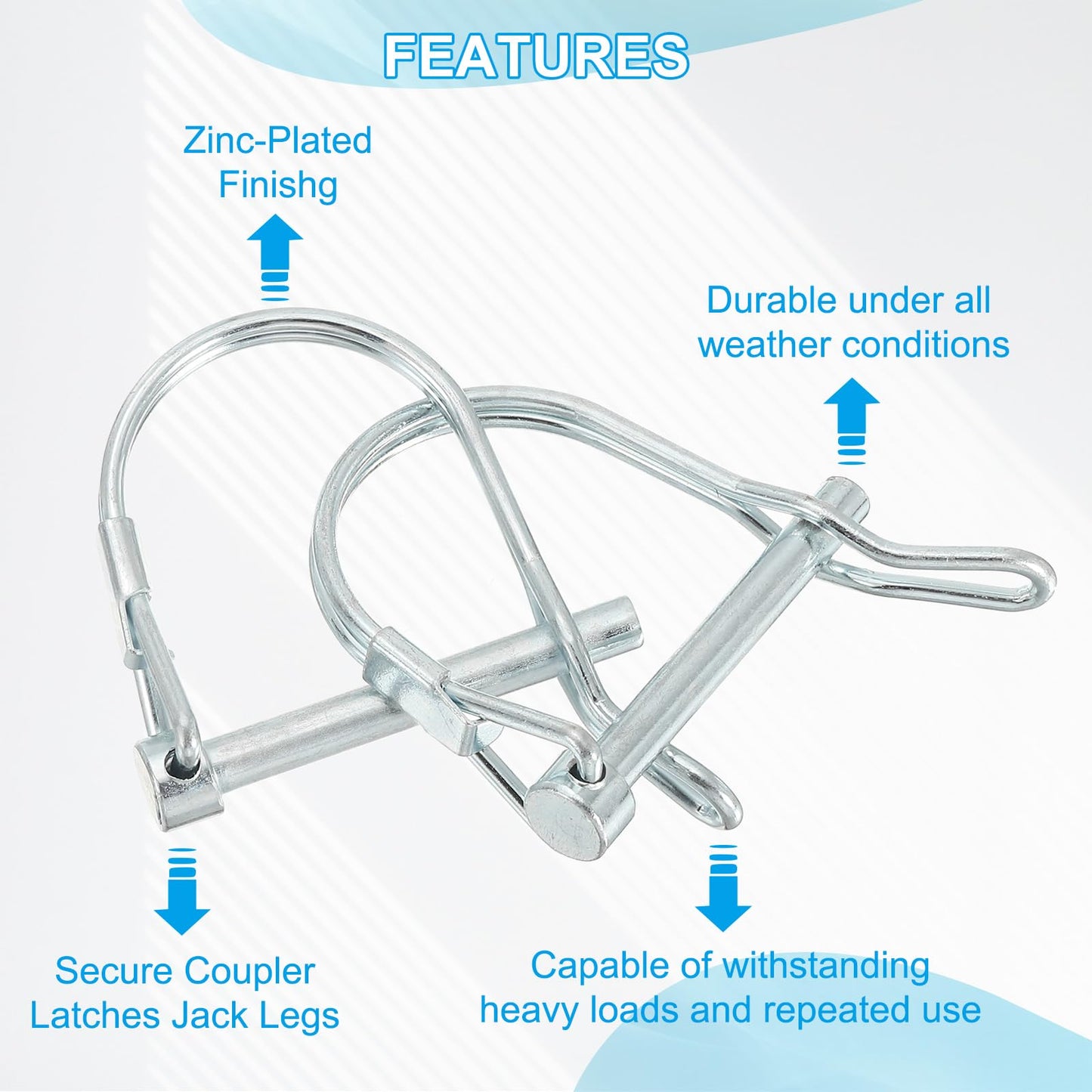 PATIKIL Shaft Locking Pin W Ear 5/16x2-3/8x1.73"(D*L*IW), 2 Pcs Safety Coupler Pin Pto Pin Round Arch Wire Retainer and Ear for Farm Trailer Tractor Truck Boat Towing (8x60x44mm)