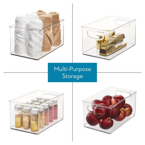 iDesign Clear Plastic Nesting Storage Bins, Set of 3, Space-Saving Organizers for Kitchen or Pantry