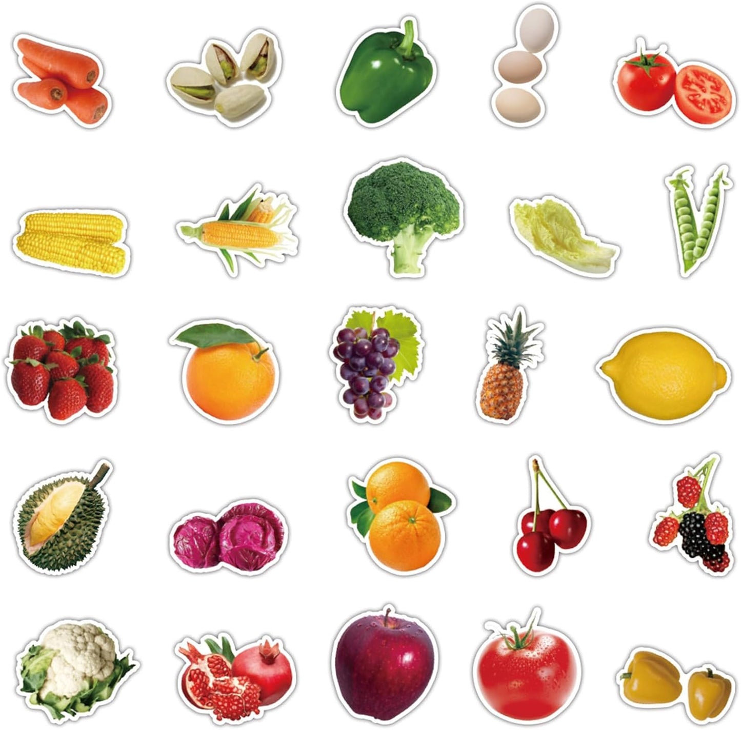 Caakkee 50Pcs Fruits Vegetable Stickers for Kids Teens,Realistic Food Fruit Stickers,Teachers Student Sticker