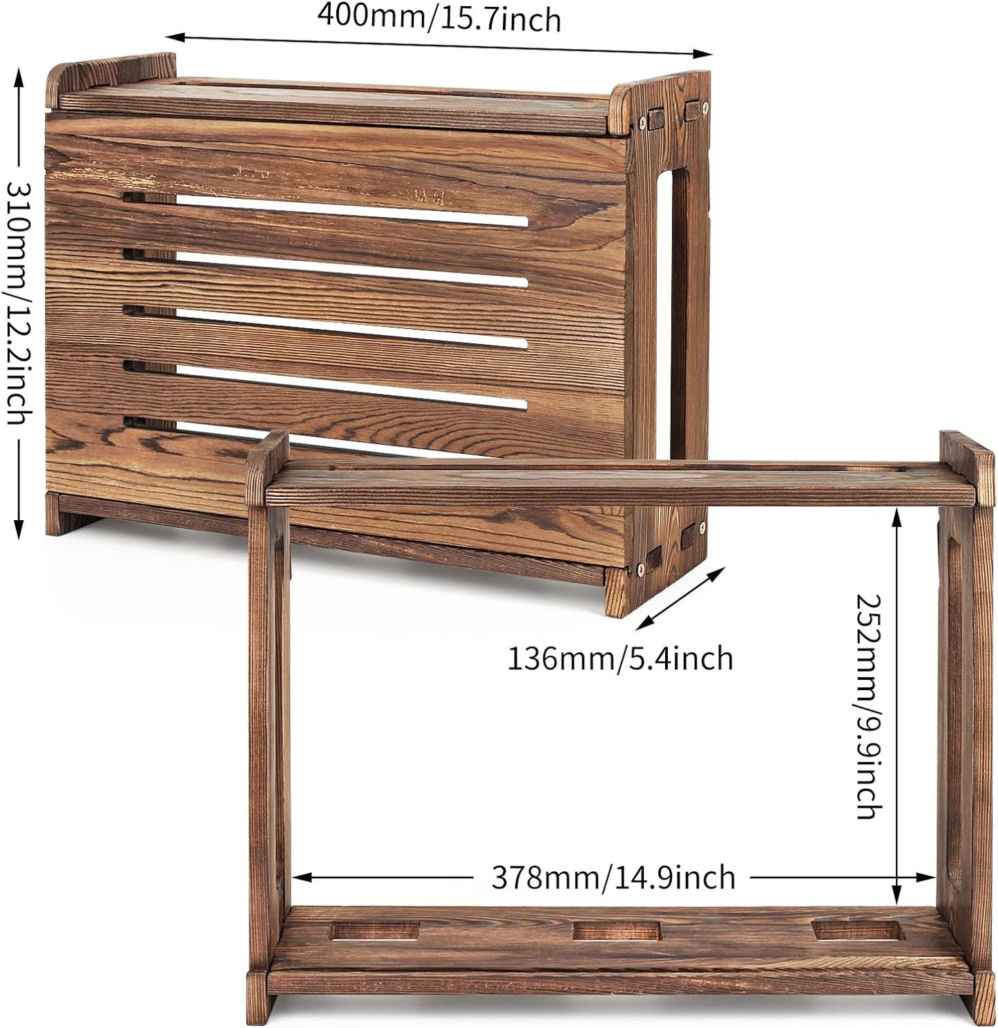 14.9 9.8 5.4 Wooden Router Shelf Wall Mount WiFi Router Storage Box Modem Cable Router Cover Organized Power Strip