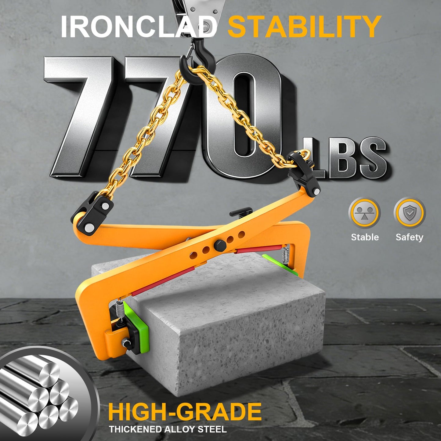 YATOINTO Granite Slab Lifting Clamps 770LBS, Vertical Stone Lifting Clamps Opening Up to 20.08", Marble Heavy Duty Stone Carrying Clamps, Scissor Lifting Clamp for Lifting Handling Transporting