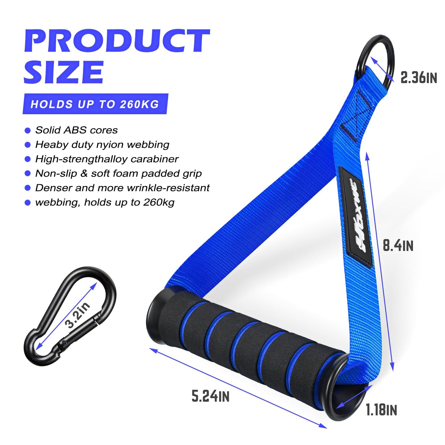 HOXWC Exercise Handles, Gym Equipment, D Handle Cable Attachment, Home Gym Exercise Machine Attachments for Pilates, Yoga, Strength Trainer, Pull Down, Resistance Bands, Heavy Duty Working Out Handles