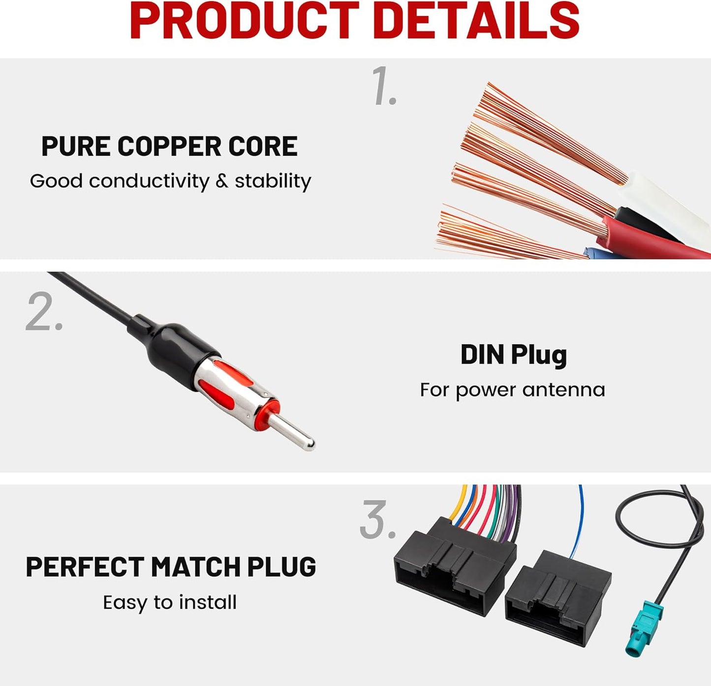 2014-2019, 2013-2018 RED WOLF Stereo Wiring Harness w/Antenna Adapter Connector Plug for Ford Transit Fiesta