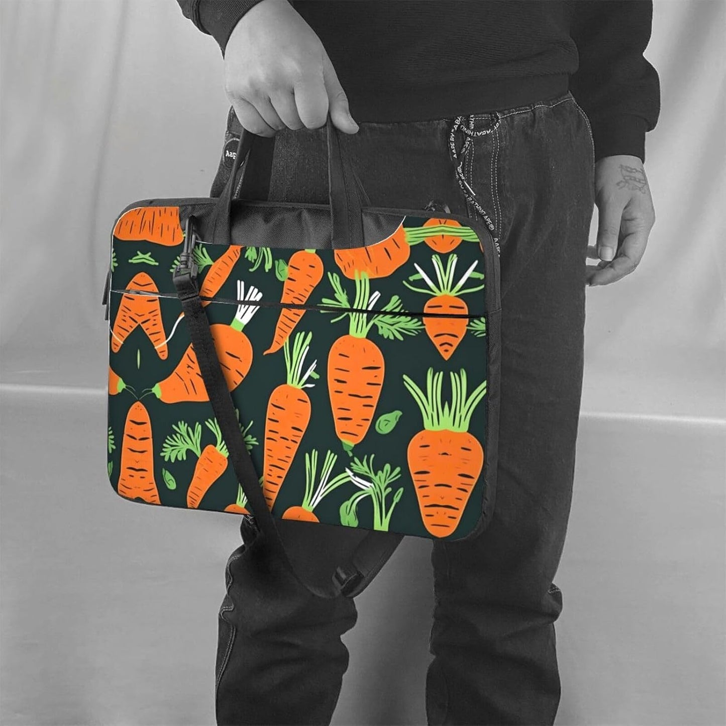 JIPOFD seamless Happy carrot pattern Print Structured Laptop Bag Oxford Cloth Briefcase Padded Shoulder Case with Front