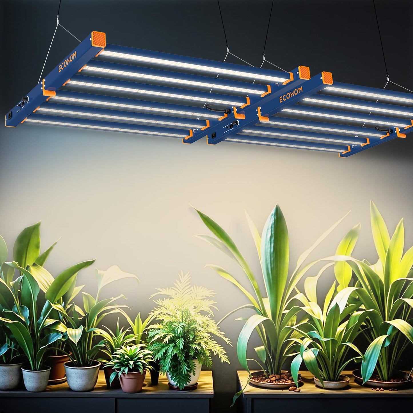 ECOHOM 500W LED Grow Light, Full Spectrum Dimmable Daisy Chain, Pro Bar Style for 4x4ft Grow Tent, Foldable & Hanging Growing Lamp for Indoor Plants Seedlings, Veg and Bloom