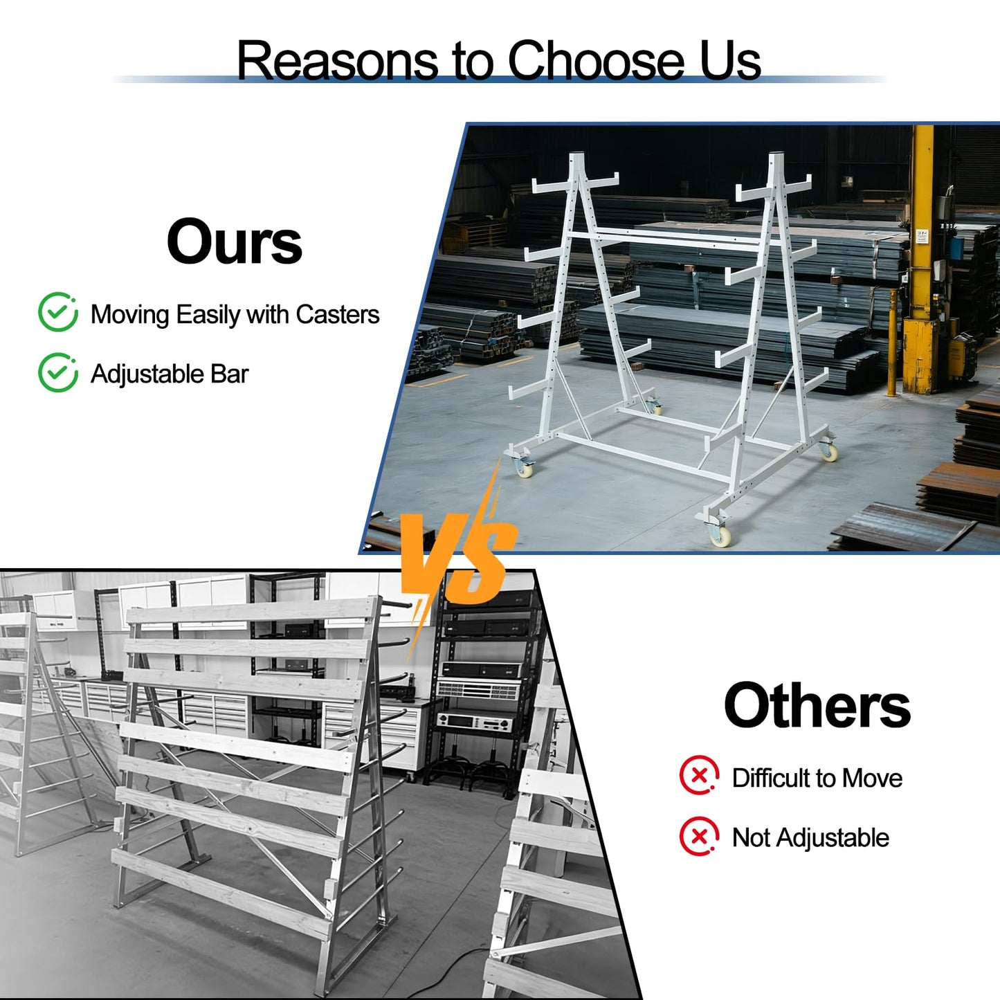 YeeJinHong Conduit Pipe Rack Storage with Wheels, 5-Tier Heavy Duty Horizontal Pipe Storage Rack, Industrial Rolling Steel Cart for Garage & Warehouse, 2000 lbs Capacity, 56" x 44" x 52", Casters