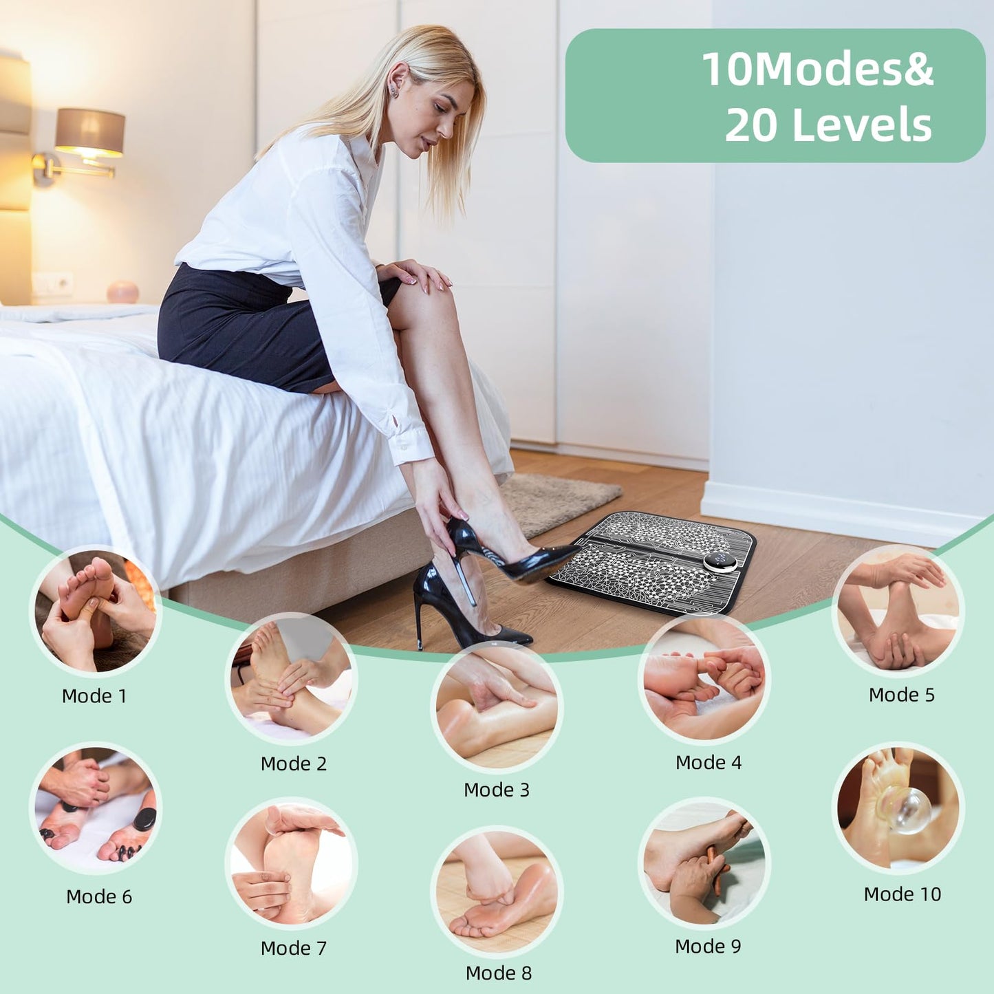 VFU Transcutaneous Electrical Nerve Stimulator for Pain Relief, EMS Foot Massager for Increase Local Blood Circulation,EMS Foot Stimulator Temporarily Reduce Lower Extremity Pain.