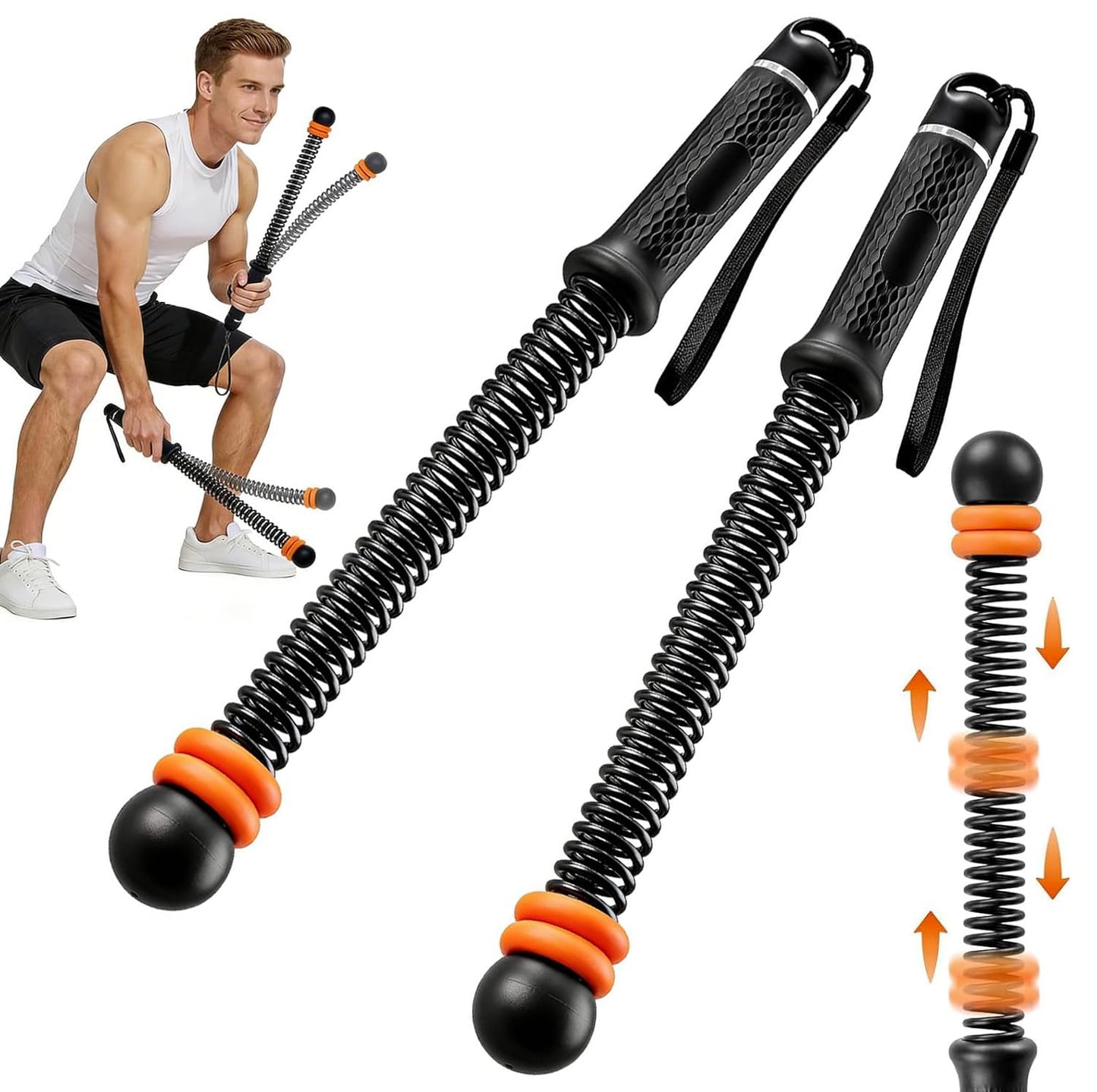 CALLECK Ropeless Adjustable Weighted Battle Rope, No Anchor No Drilling Heavy Fitness Training Rope for Apartment Small Space Home Gym, Full Body HIIT Workout Equipment for Indoor Exercise (Black)