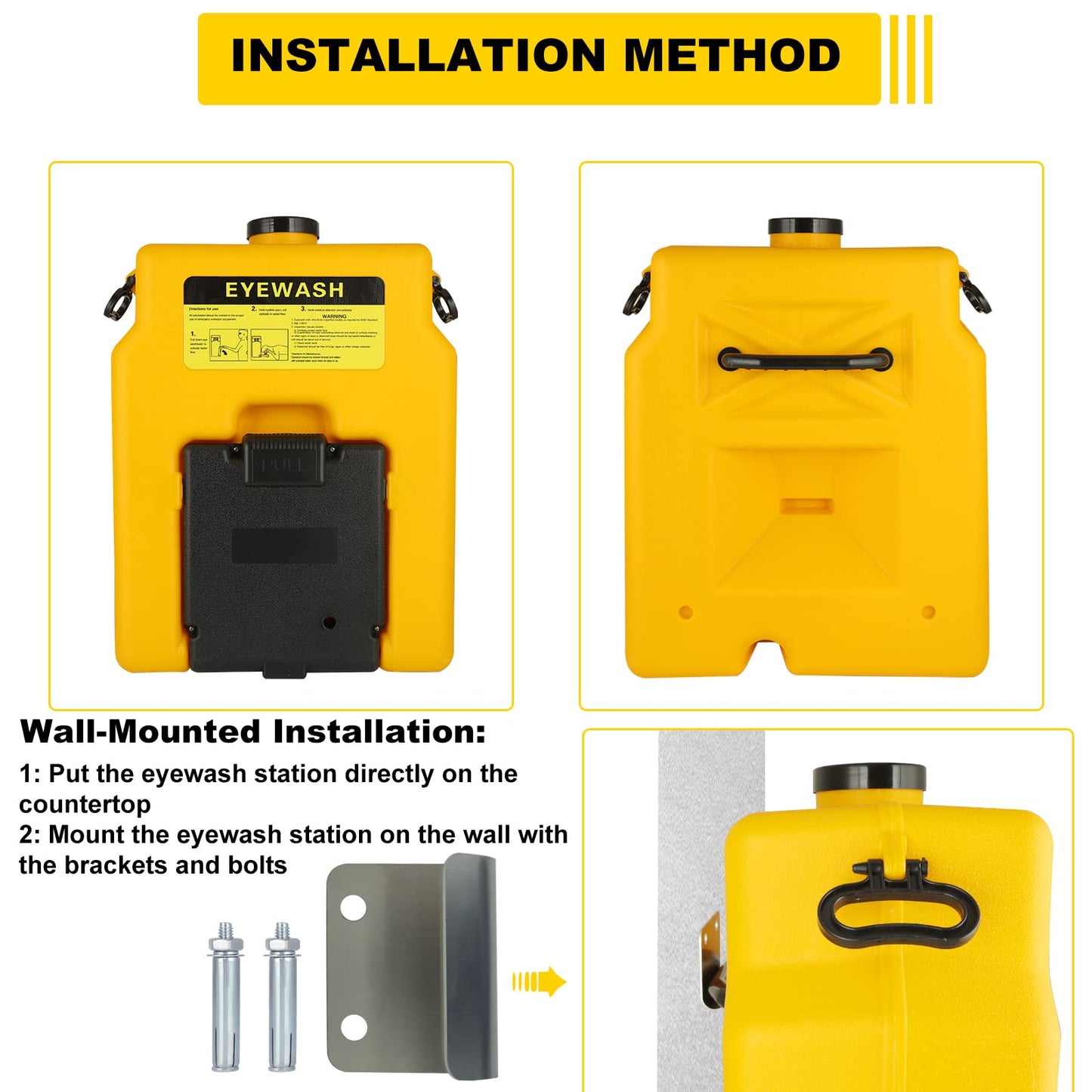 Portable Eyewash-Station Emergency OSHA-Approved Yeipower - Wall Mounted Eye Wash First Aid 14 Gallon Eye Irrigation Equipment