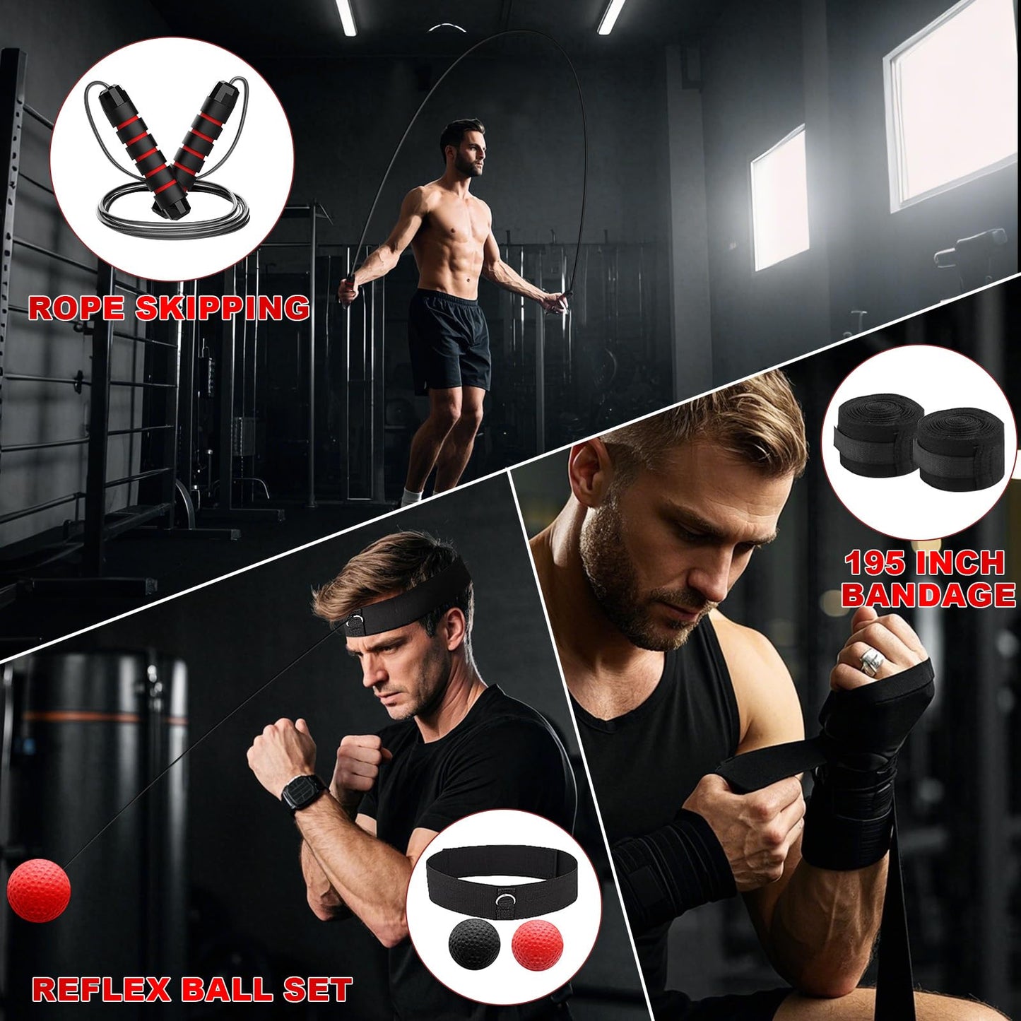 Heavy Punching Bag Set, 4ft Oxford Boxing Bag Set with 12 OZ Boxing Gloves, for MMA Karate Kickboxing Boxing Muay Thai Training Equipment at Home or Gym, Red (Unfilled)