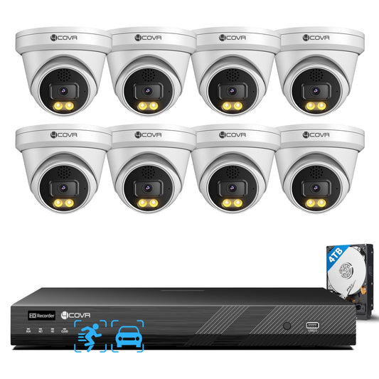 4COVR 12MP Security Camera System 16 Channel PoE for Business, 8X 12MP Wired IP Cameras IP67, 2-Way Audio Talk, Person Vehicle Detection & Smart Color Night Vision, UltraHD NVR 4TB HDD, LY97KAAM1608