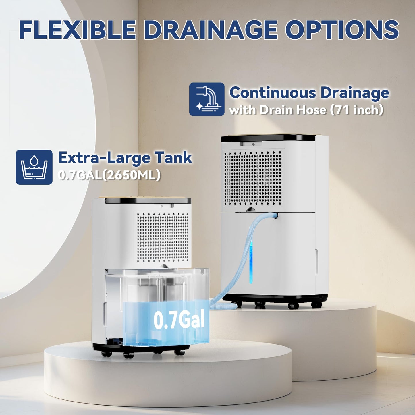 3000 Sq.Ft Dehumidifier for Basement with Drain Hose, 30 Pint Large Best Compressor Dehumidifiers for Home or Garage, Smart Humidity Control, 24H Timer & Child Lock, Ideal for Large Rooms, Garage