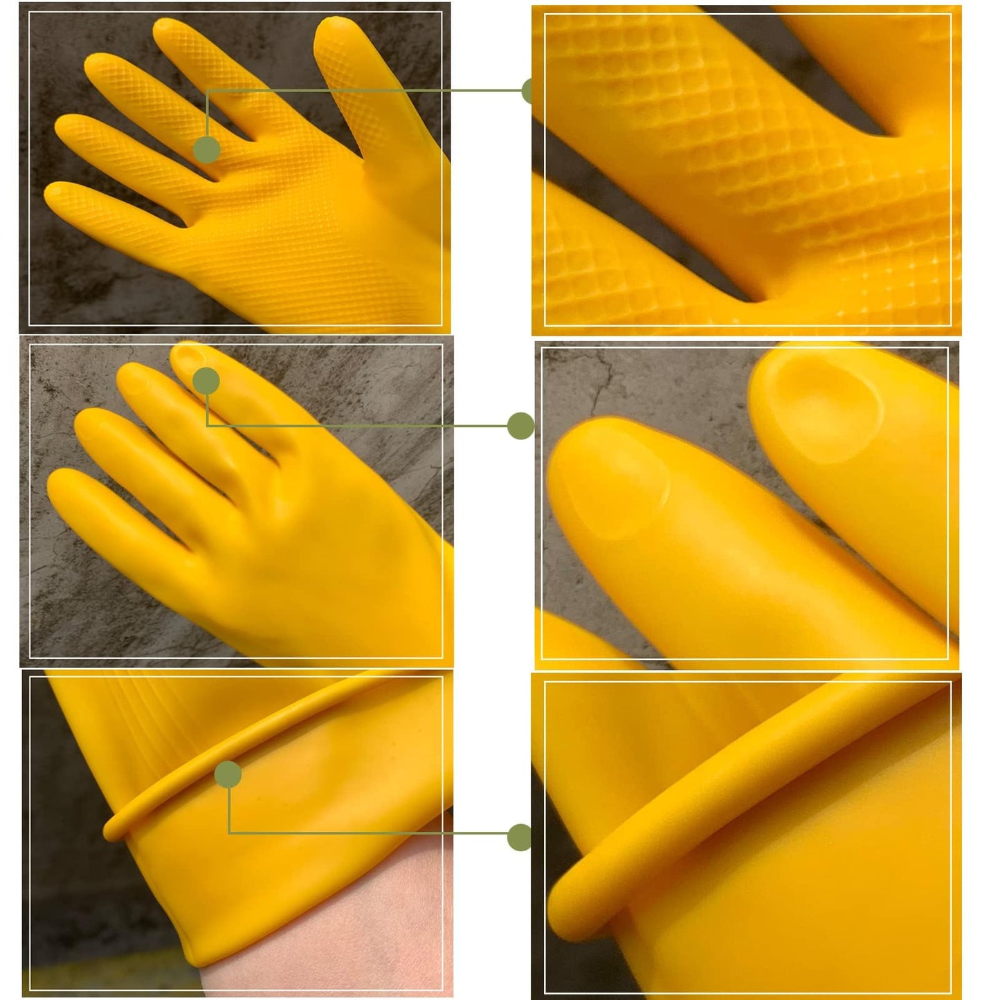 Vsootal 8 Pairs Reusable Household Cleaning Gloves, Rubber Kitchen Dishwashing Gloves,Extra Thickness, Long Sleeves, for Washing Dishes, Pet Care(X-Large, Yellow)