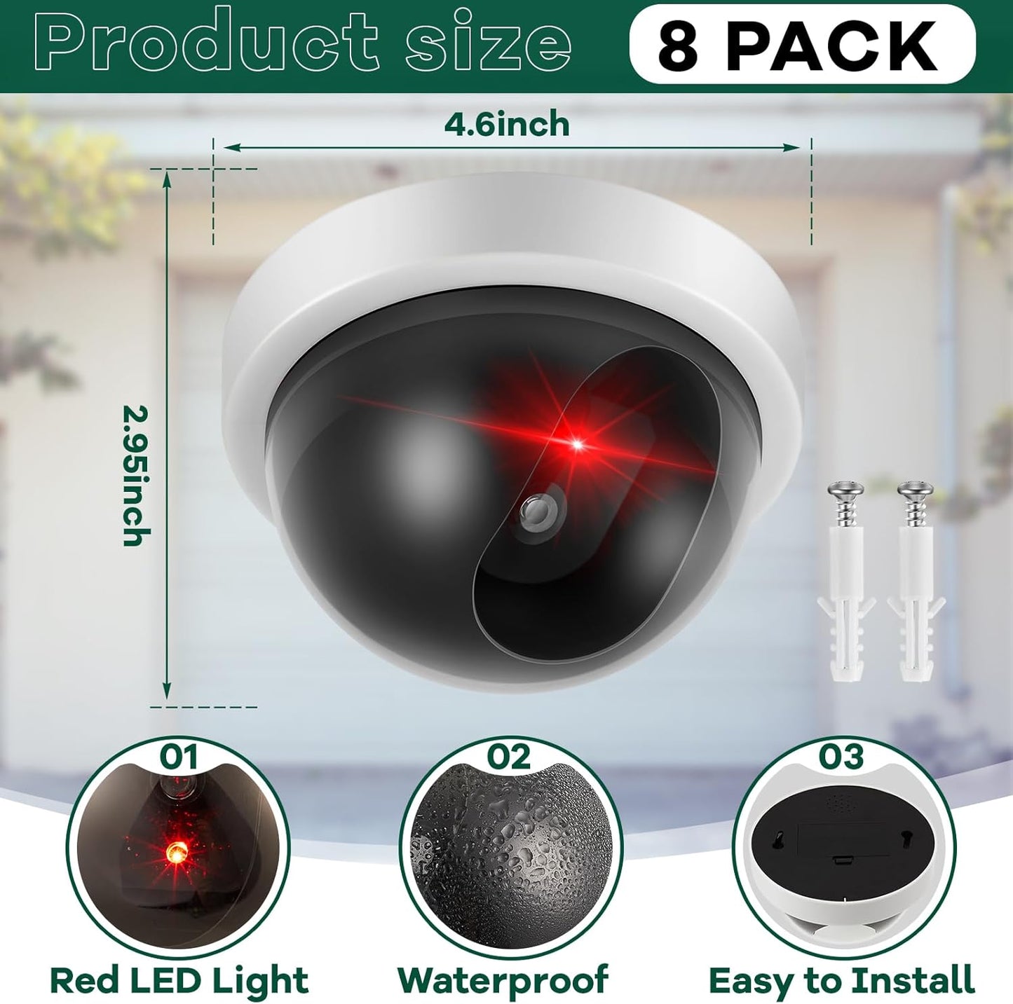 Kanayu 4 Pack Dummy Dummy Fake Camera CCTV Dome Fake Security with Flashing Red LED Light Wireless Surveillance CCTV
