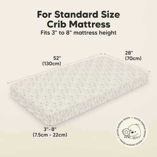KeaBabies Organic Crib Sheets - 2-Pack Fitted Jersey Cotton for Boys & Girls | Soft, Breathable 52x28 Daisies Design