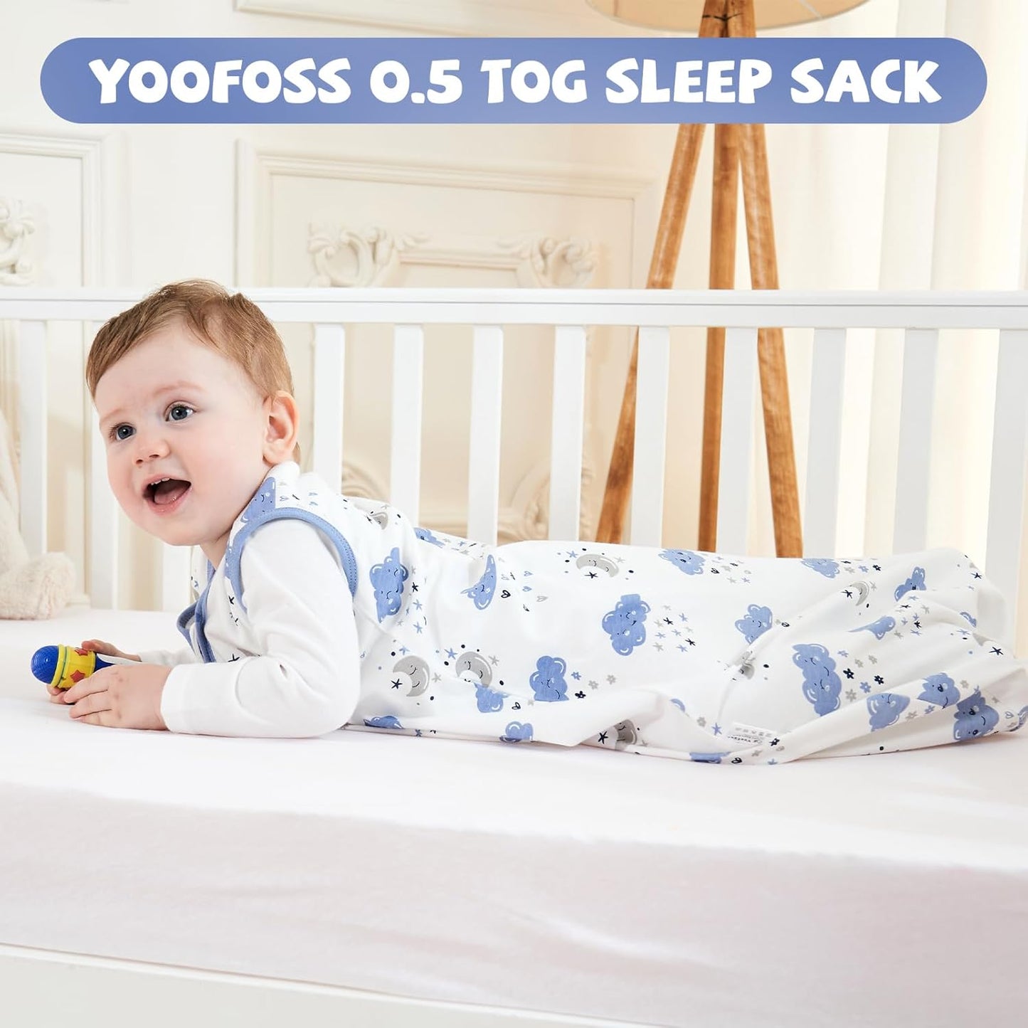 Yoofoss Baby Sleep Sack - 100% Organic Cotton Wearable Blanket | 12-18 Months, 2-Way Zipper, 3 Pack