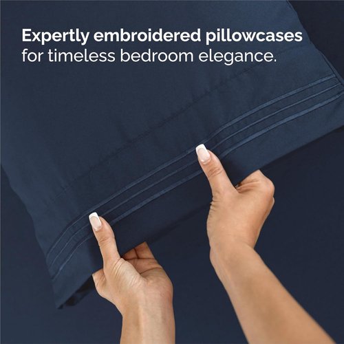King Size 4-Piece Sheet Set | Skiennix Comfy, Breathable & Cooling Bed Sheets - Ultra-Soft, Deep Pockets, Navy Blue
