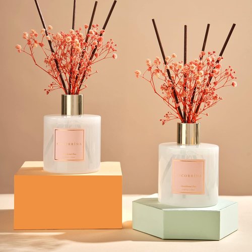 Cocorrína Premium Reed Diffuser Set - Sandalwood Rose & Baby's Breath | 2 Packs, 6.7oz Home Fragrance