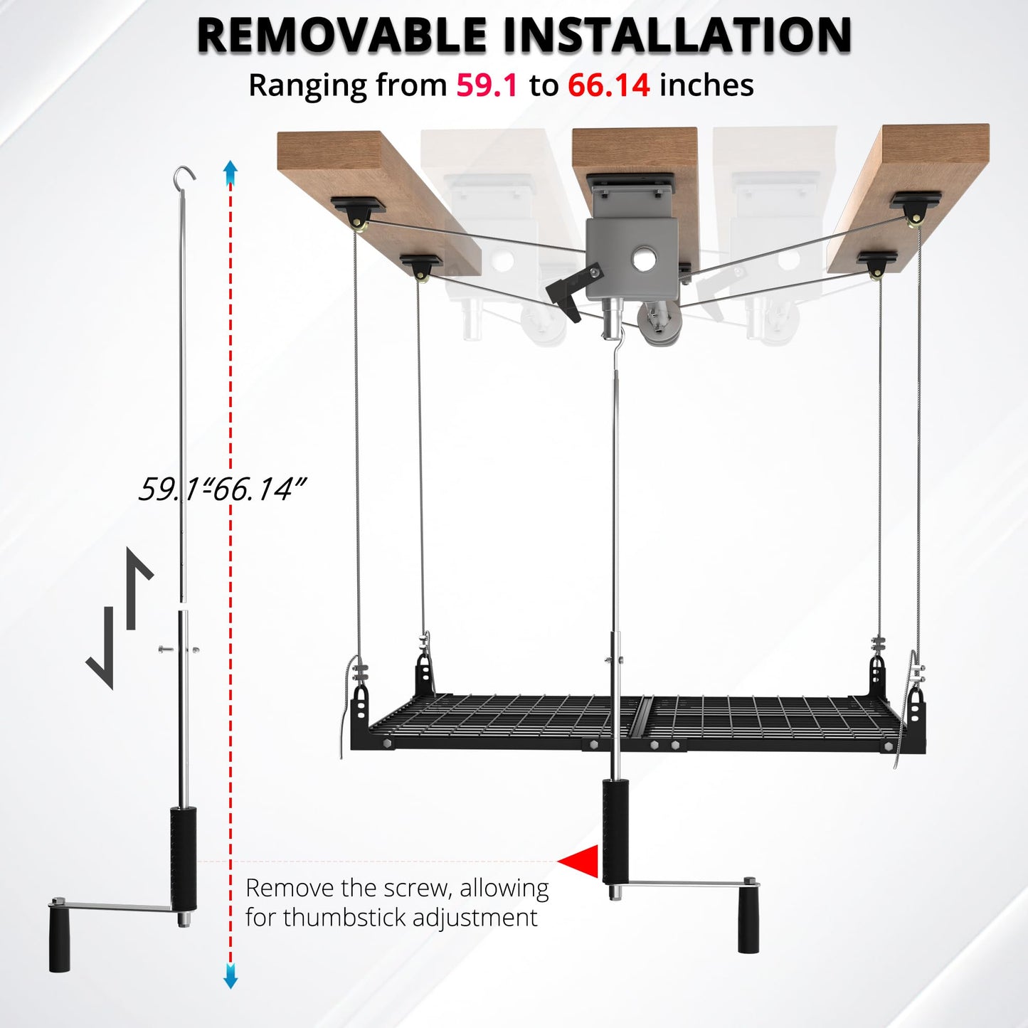 UODENGA Overhead Garage Storage Rack,4x4FT Ceiling Storage Racks with Secure Lock,Garage Storage Lift System for Easy Up Down,Industrial Elevator Lift Holds 400 Lbs