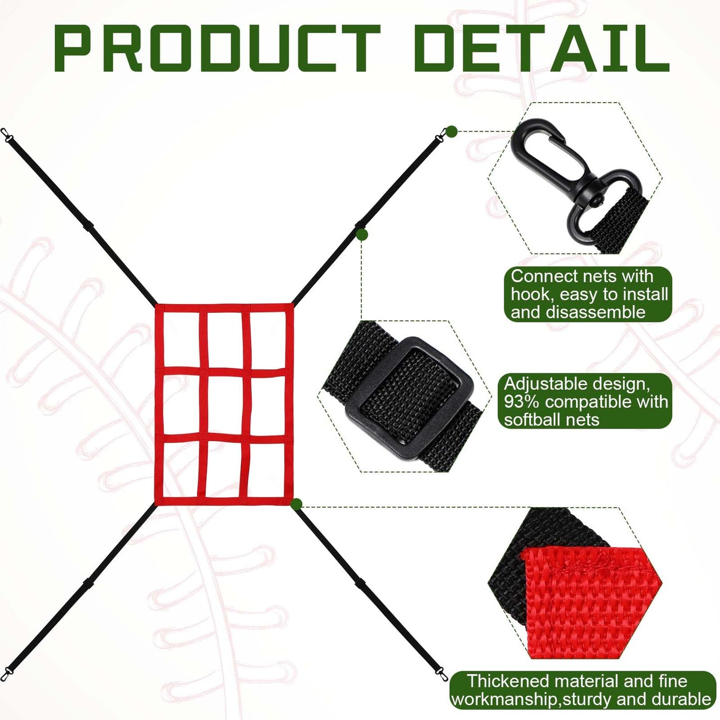 Leyndo 2 Pcs Adjustable Strike Target for Baseball Net Practice Throwing Hitting Strike Zone Accuracy Full and 9 Pocket Pitching Target Team Training Aid for 6 x 6, 7 x 7, 8 x 8 ft Nets