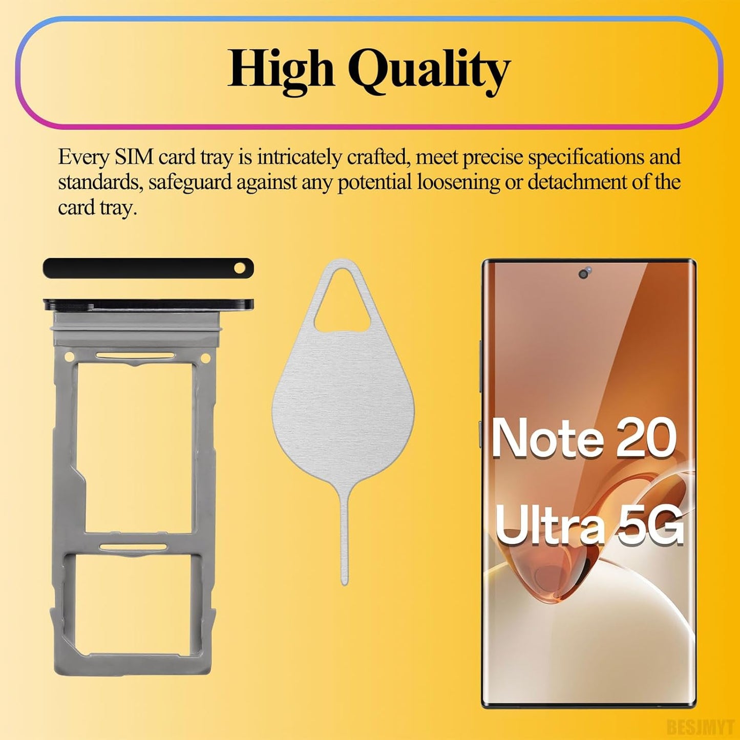 20 5G SM-N985F N986 N986U for Samsung Galaxy Note Ultra Sim Card Tray Replacement (Single SIM Version) - Mystic Black