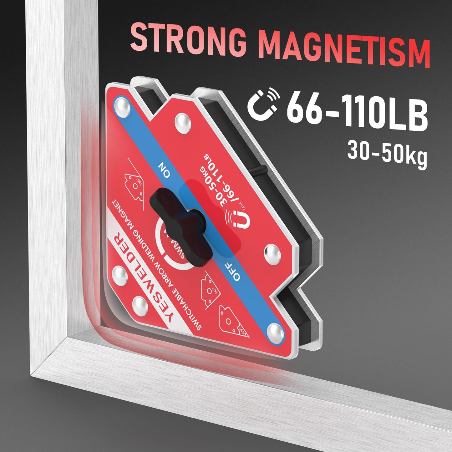 YESWELDER 160A MIG Welder 4 in 1 Multiprocess Flux Cored/MIG/Lift TIG/Stick & Switchable Arrow Welding Magnet 66-110LBs On/Off Switch Arrow Magnetic Welding Holder