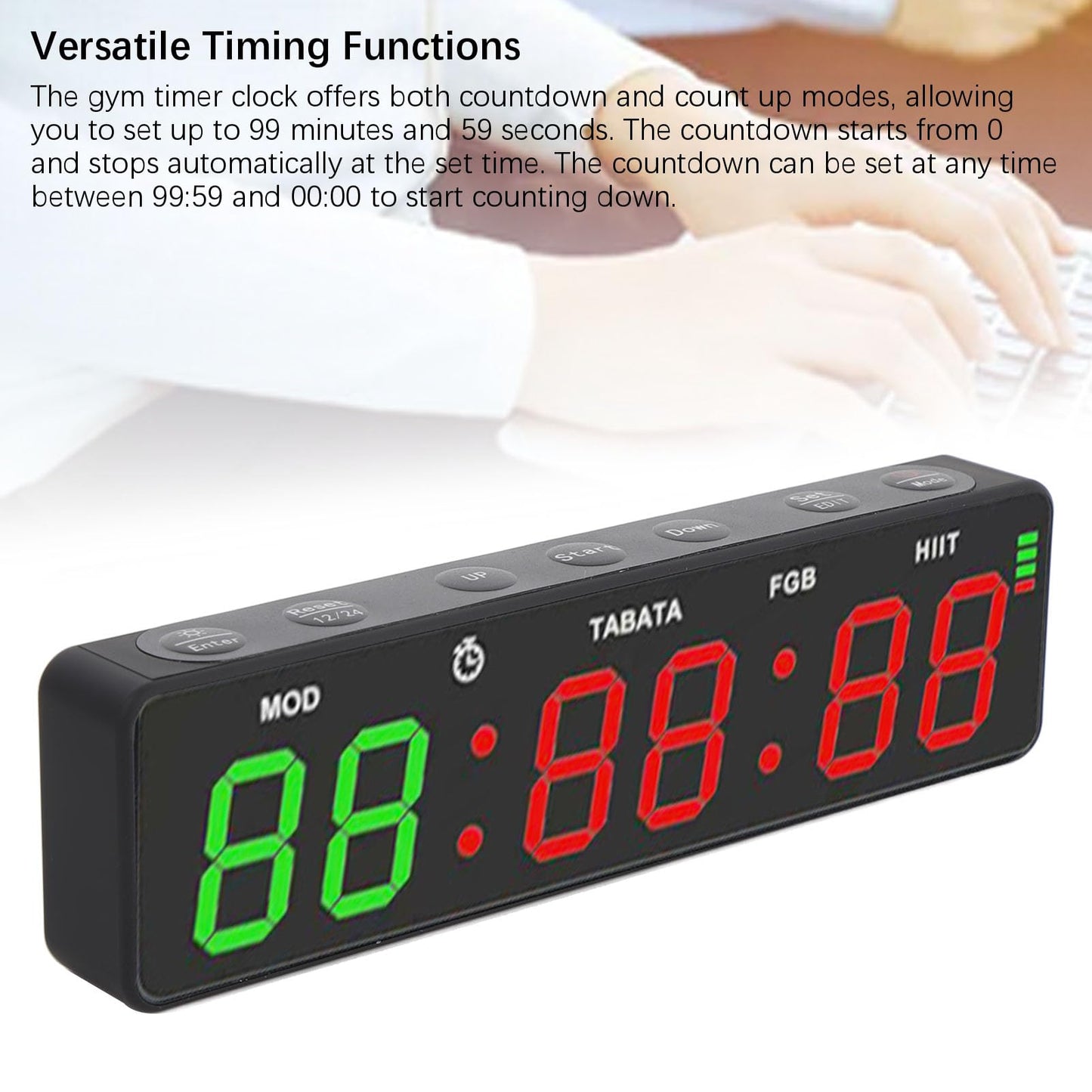 Decumeby Gym Timer, 12/24H Portable Gym Clock, Workout Interval Timer with Countdown/up & Stopwatch, Magnetic Fitness Digital for Home Garage Boxing