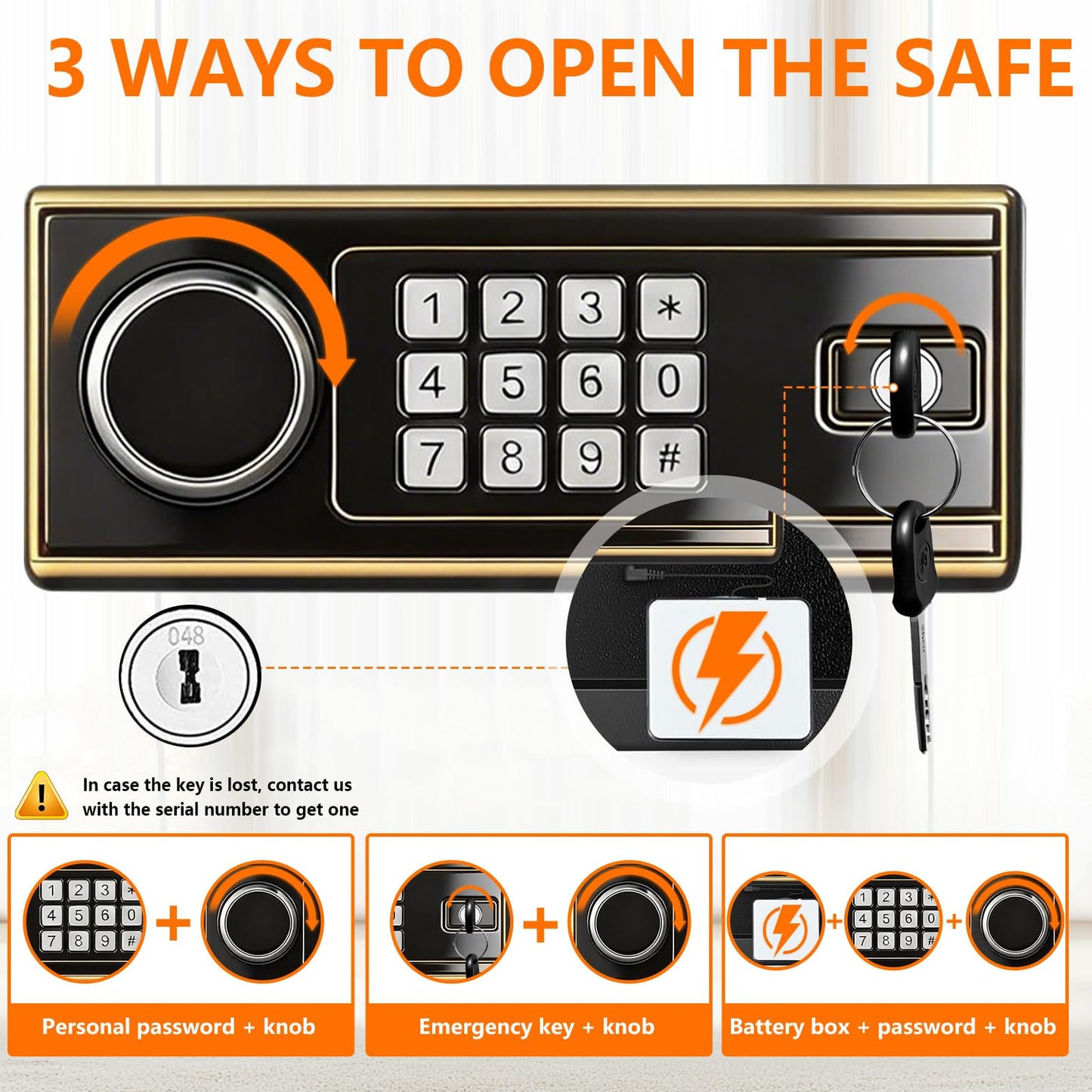 3.4 Cuft Large Fireproof Safe Box for Home, Digital Security Safe Fireproof and Waterproof with Programmable Keypad and Key Lock, Home Fire Safe for Document Money Valuables