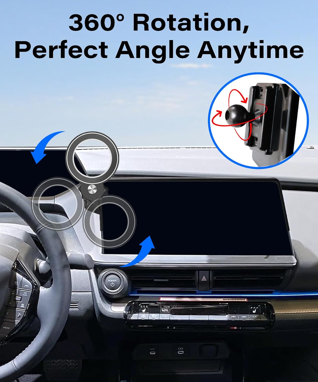 AbeeyGeomarn 2023 2024 2025 2026 12.3 Inch 360 Car Phone Holder for Toyota Prius Accessories Apply to Touch Screen