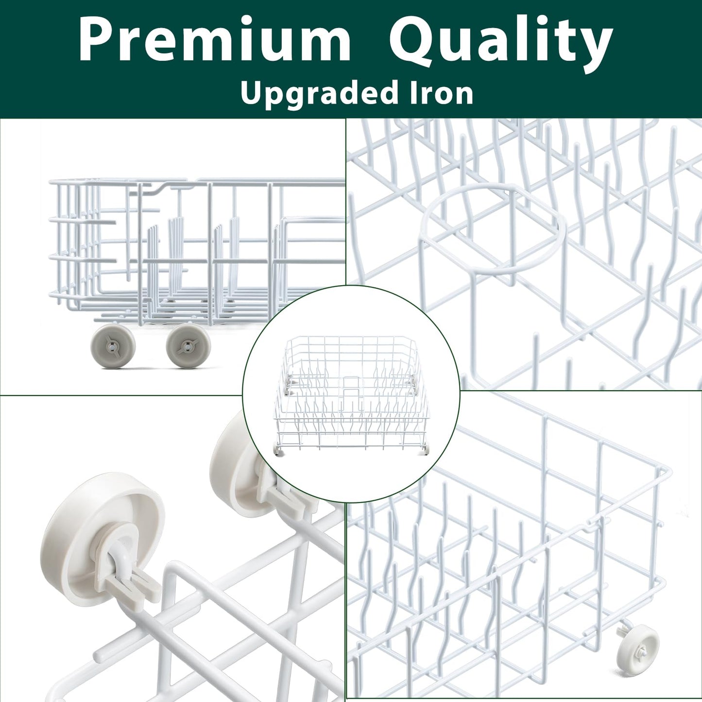 WD28X31819 WD28X10284 Lower Dishwasher Rack Replacement Parts for GE Lower Dish Rack Dishwasher Roller Wheels GE GSD2100V55BB GSD2100V70BB GSD2100V55WW Built-In Bottom Dishrack Assembly 1 Pcs