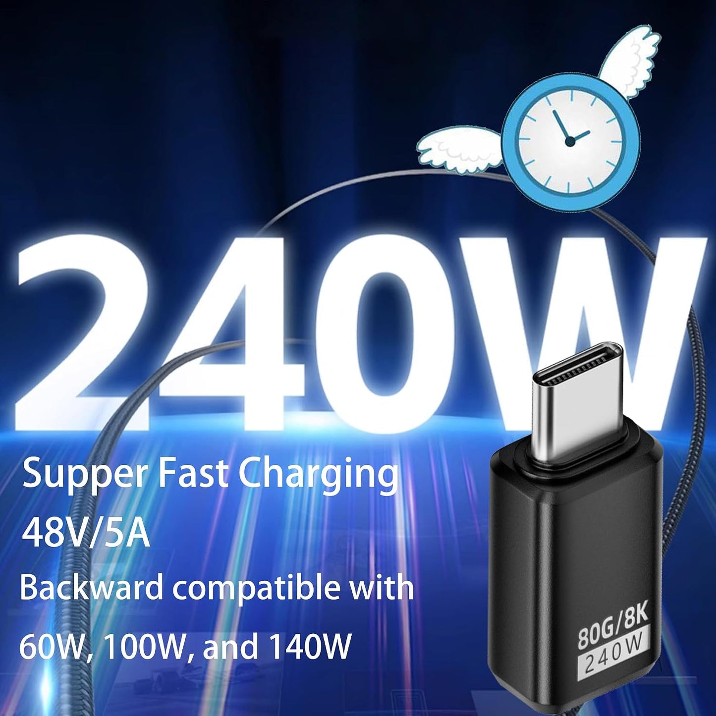 MISYNLON 240W 80Gbps 5 8K@60Hz, 120Gbps 15/16, Carplay-2Pack USB C Adapter, Thunderbolt USB C Adapter, Type C Male