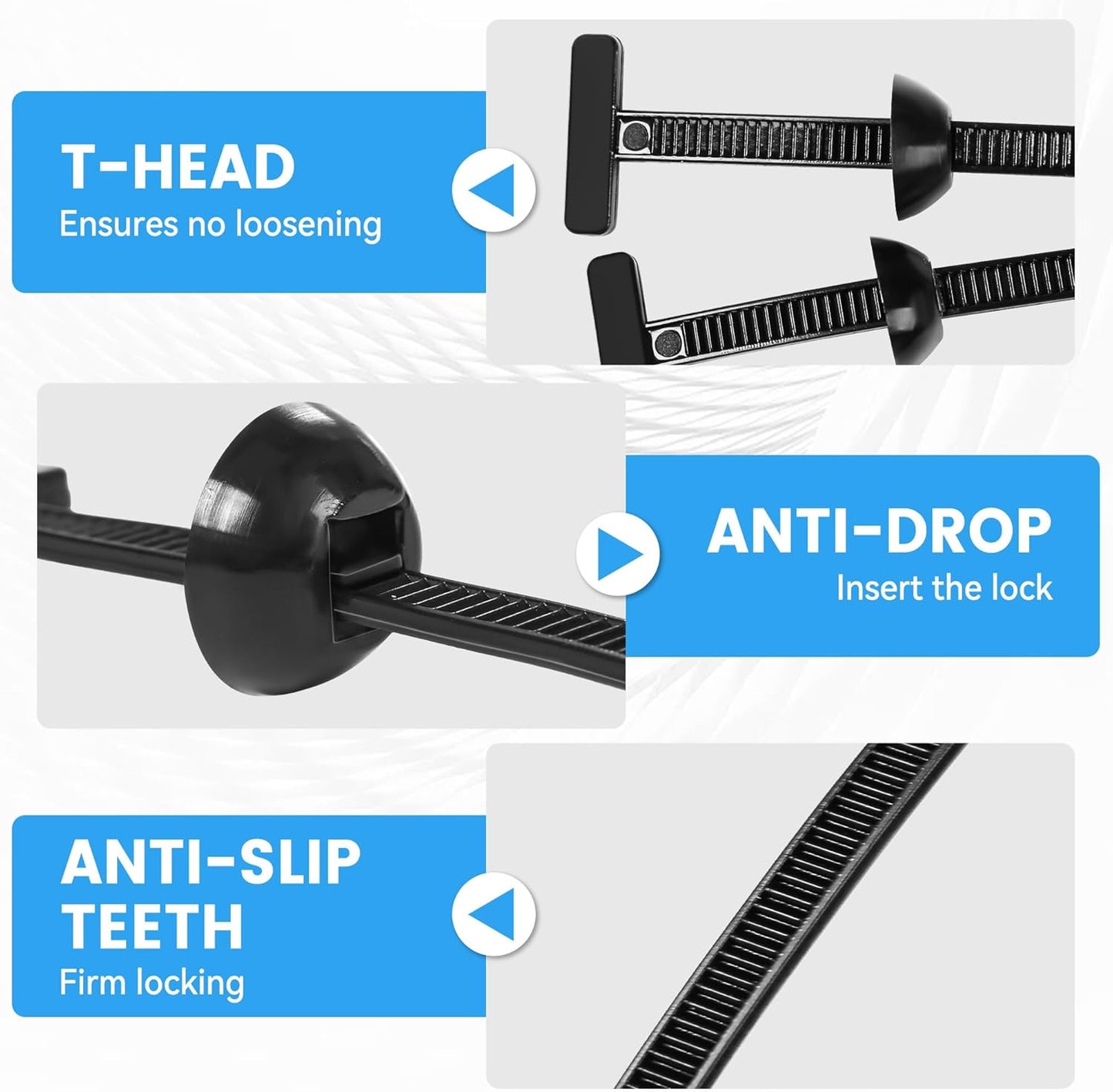 100 Pcs Nylon Universal Cable Tie Buckle - New T Multifunctional Nylon Zip Ties With Pin & Button Design Plastic Cable