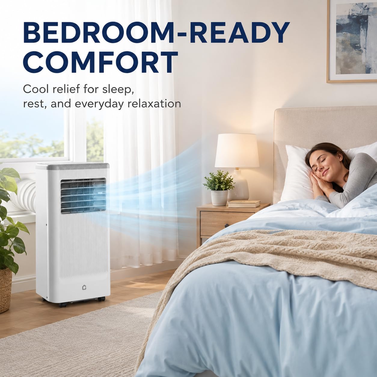GarveeLife 8,000 BTU Portable Air Conditioner for Bedroom Office Dorm, Cools up to 350 Sq. Ft, 3-in-1 Compact AC Unit with Cooling, Dehumidifier, Fan Modes, Remote Control and Window Kit, White