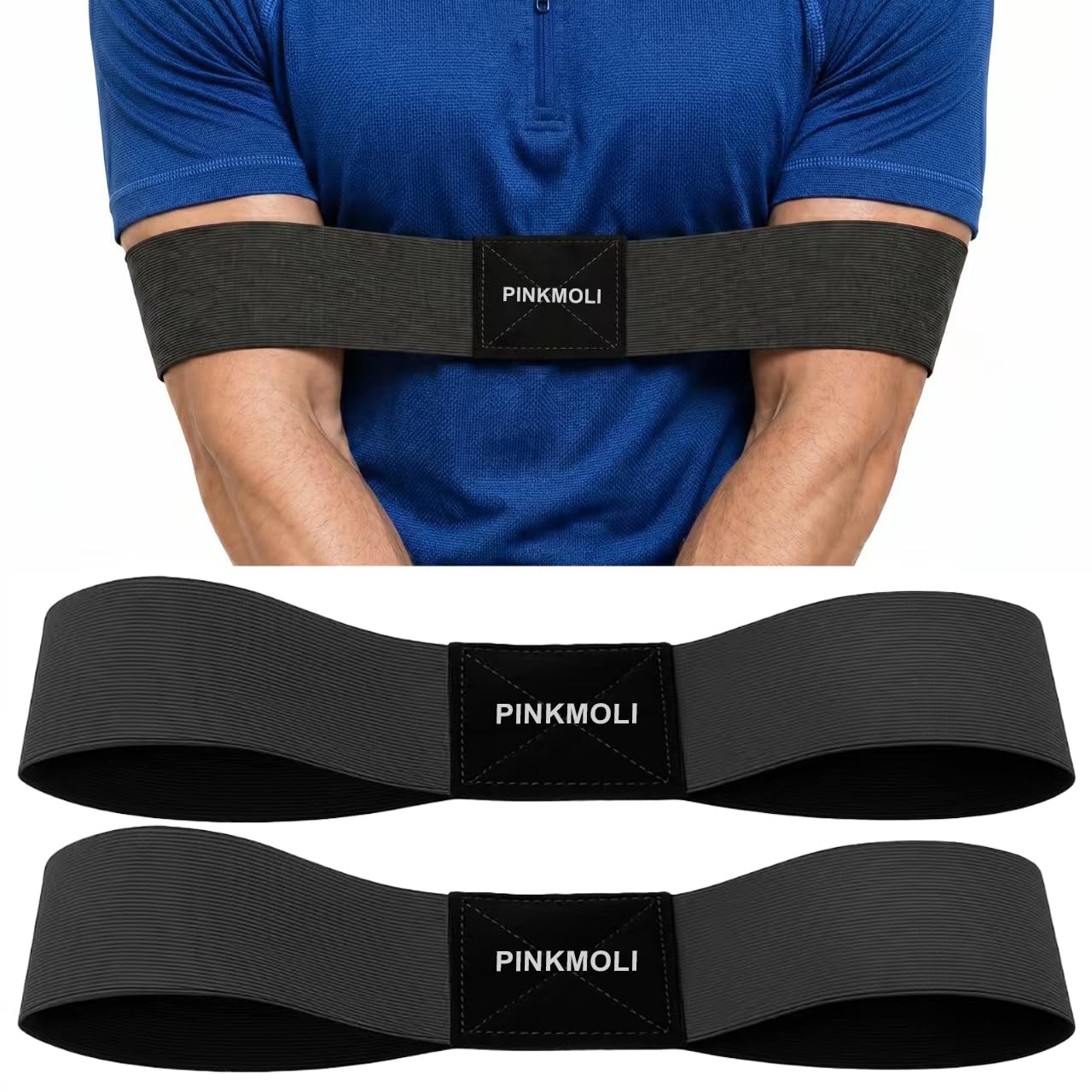 PINKMOLI 2 Pack Golf Swing Training Aid Swing Correcting Arm Band for Muscle Memory & Body Connection – Golf Trainer for Beginners, Left/Right-Handed Players (Black)