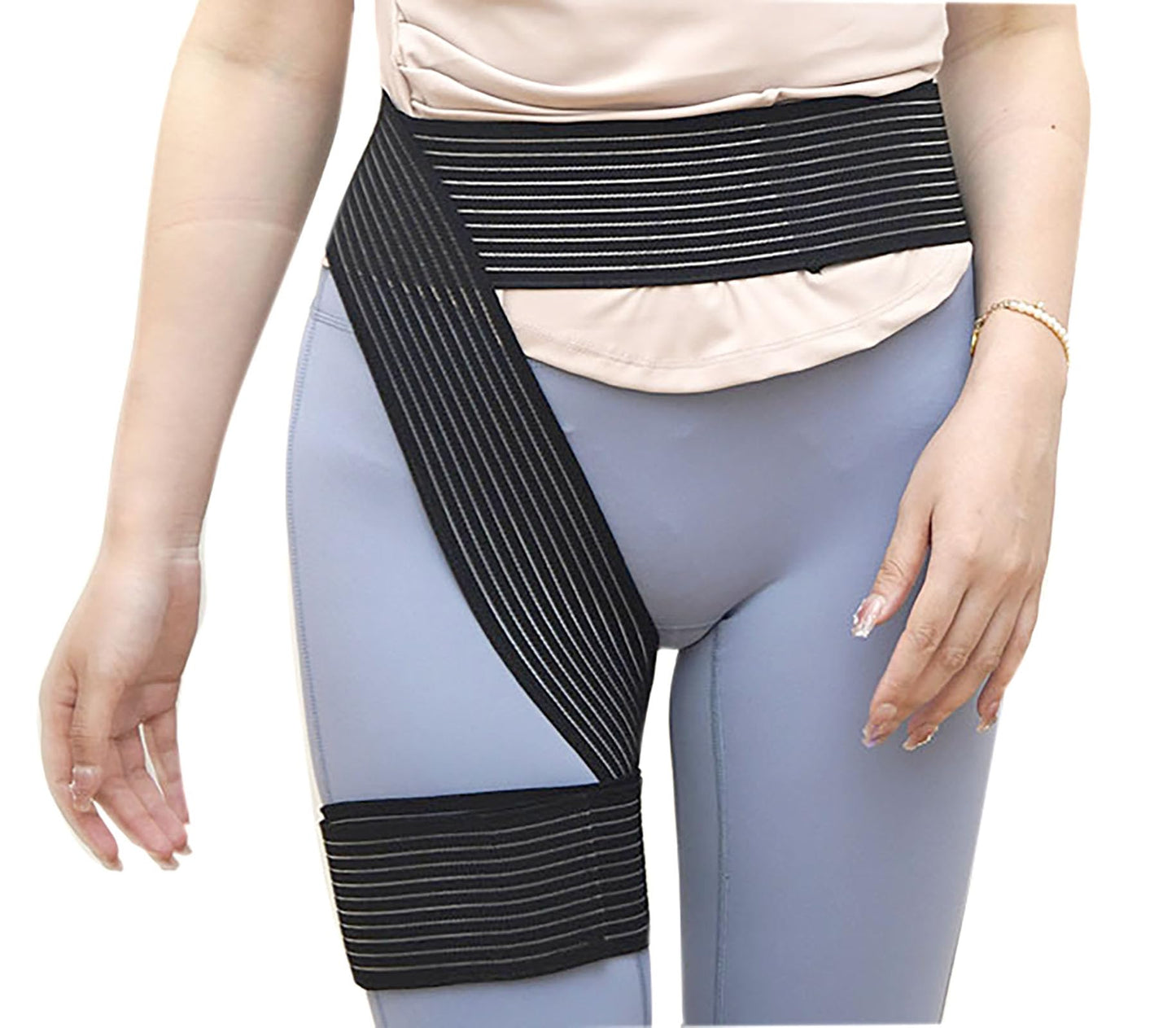 YIKANGHENG Hip Support Belt, 110 Inch x 3 Inch Black Nylon Adjustable Groin Wrap for Brace of Hip, Groin and Thigh (Black)