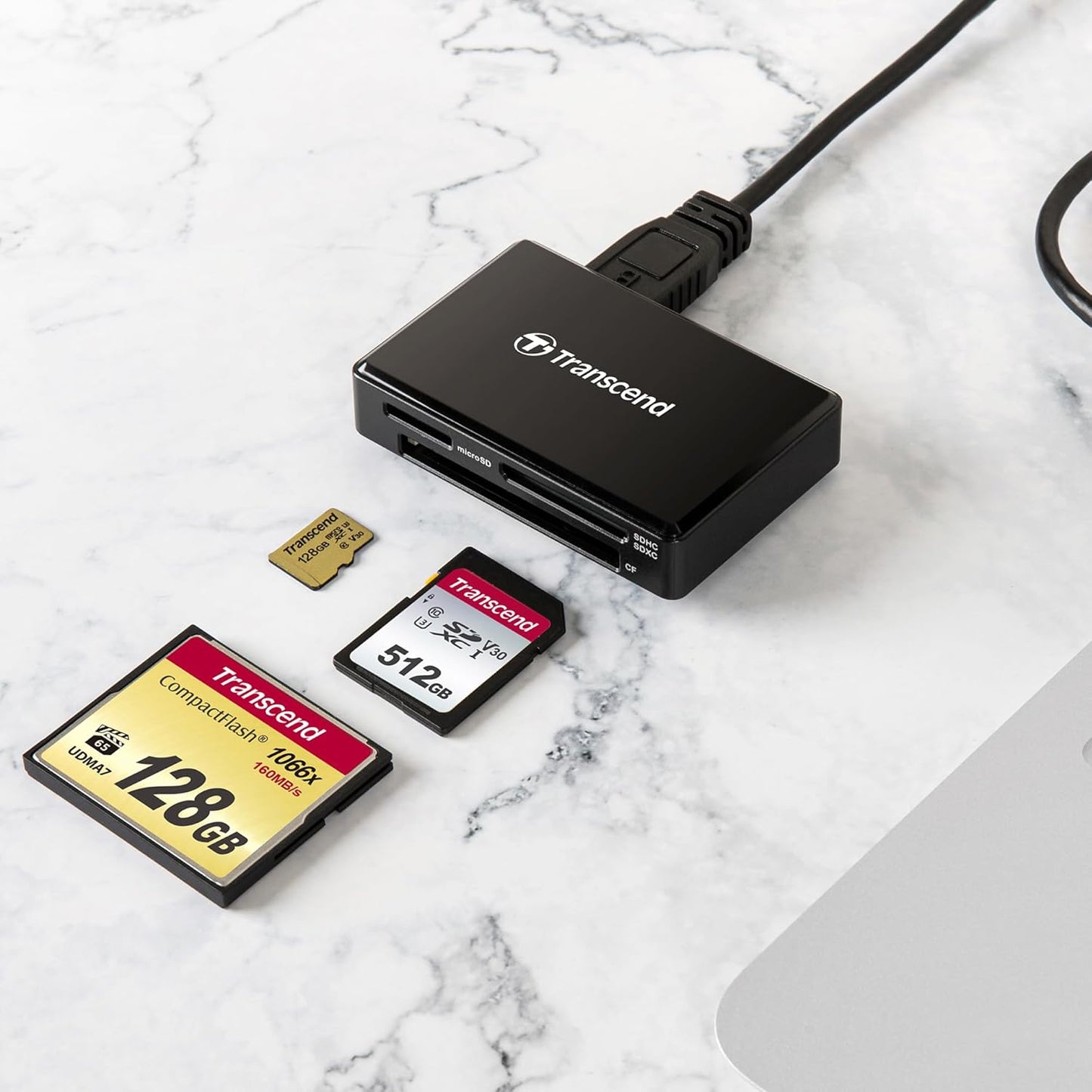 Transcend All-in-1 TS-RDF8K2 Multi Card Reader, Black, SDHC / SDXC / microSDHC / SDXC / CF UDMA, Black