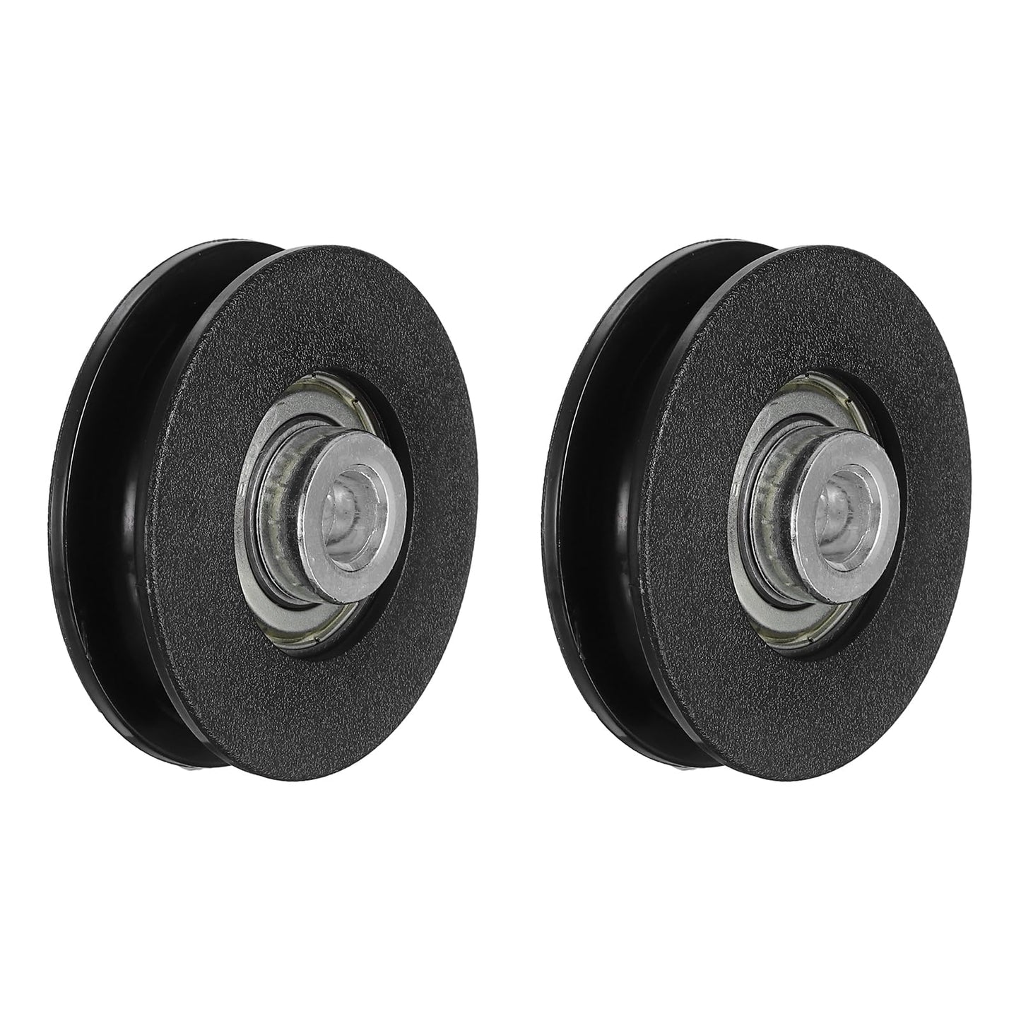 YELARXI 60mm / 2.36" Nylon Bearing Gym Pulley Wheel, Gym Cable Pulley Wheel Fitness Equipment Accessories 2 Pcs & Steel Shaft & Black-Fitting for (Cable Machine/Garage Door/Home Exercise)