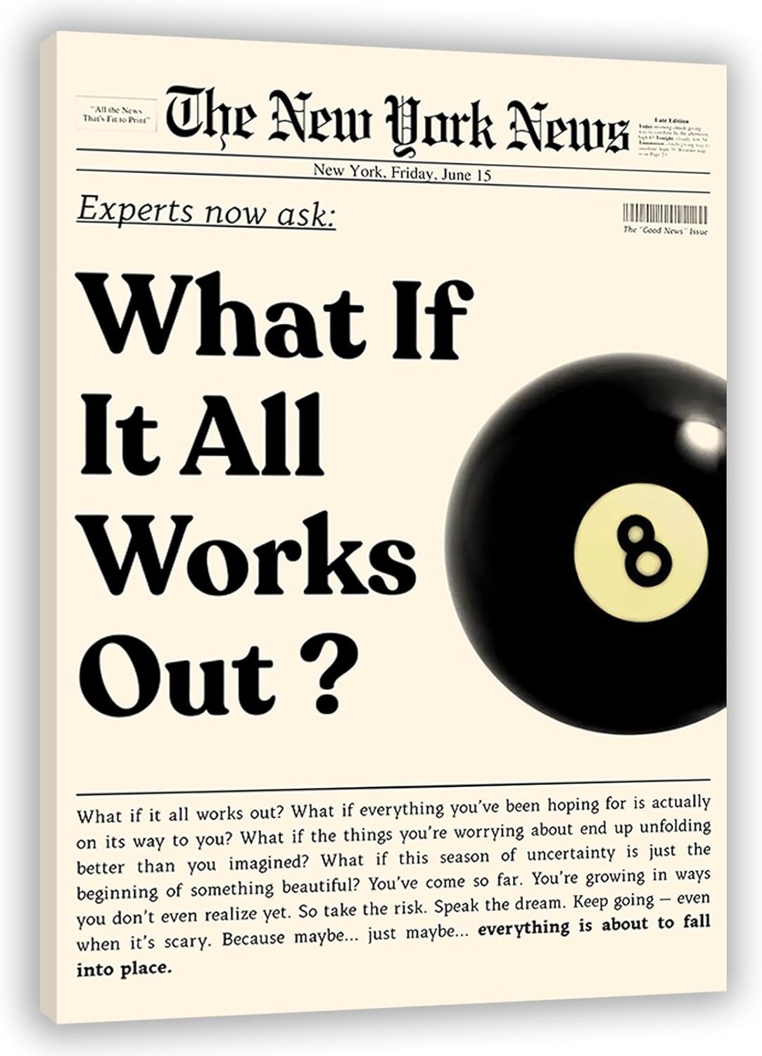 **What If It All Works Out | Black Canvas Wall Art - Inspirational Quotes for Home Decor | 12x18 in**