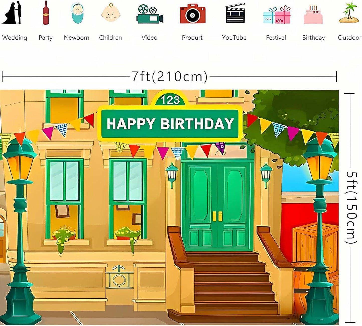 Generic 1st 7x5 Photography Background Crayon Stationery Birthday Backdrop Street House Baby Shower Background
