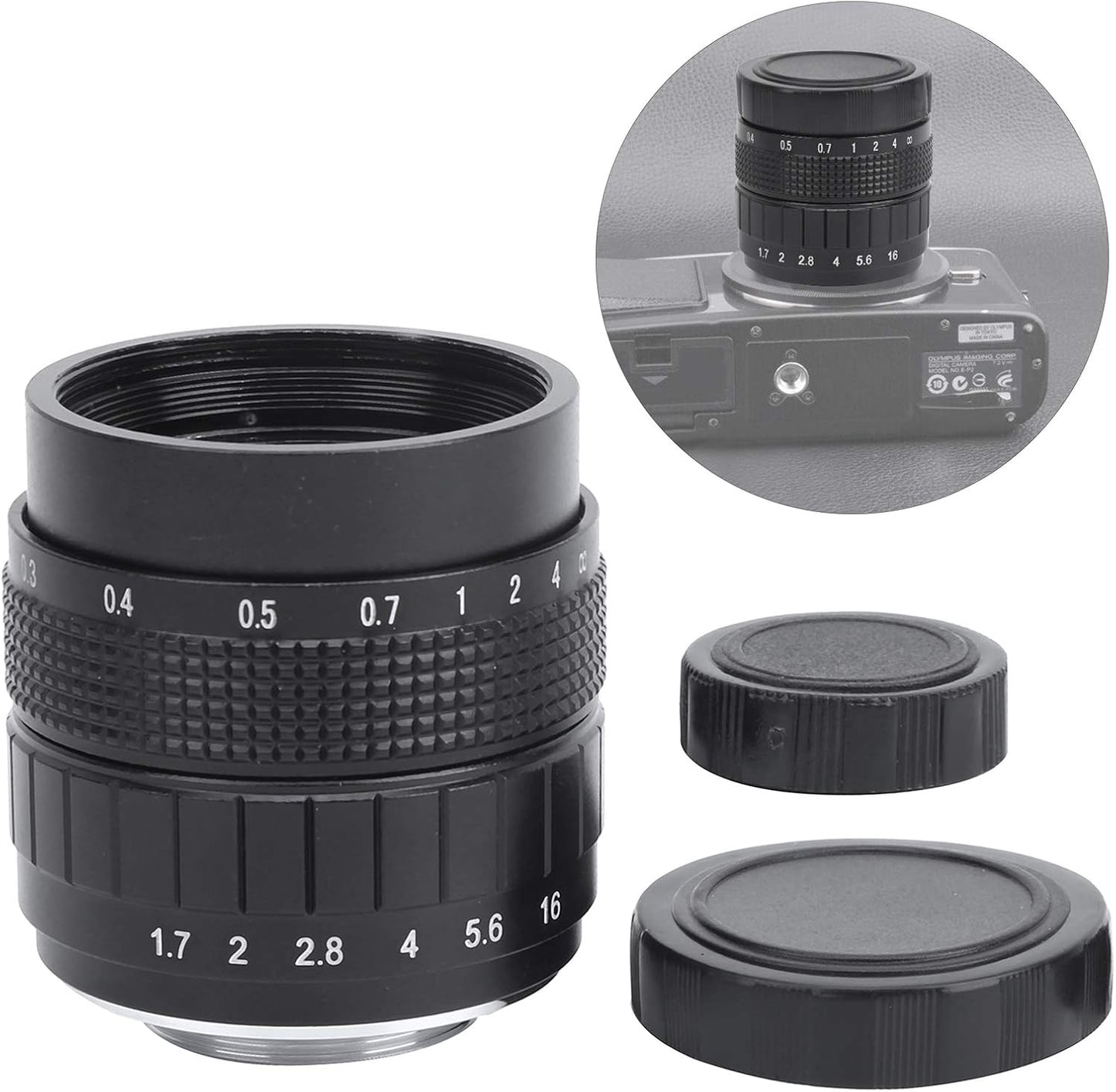 lvifloae 35mm F1 7 C Mount TV Movie Fixed Focus Mirrorless Camera Lens Fixed Focus Micro Single Suitable Closed Circuit