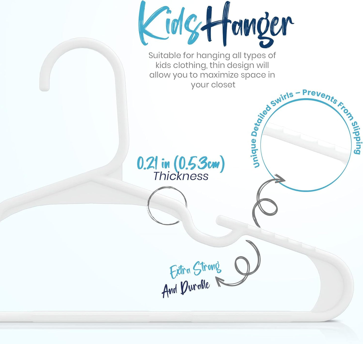 Utopia Home Kids Hangers - 60 Pack of 11.5 Inch Plastic Baby Hangers for Closet | White Childrens Hangers